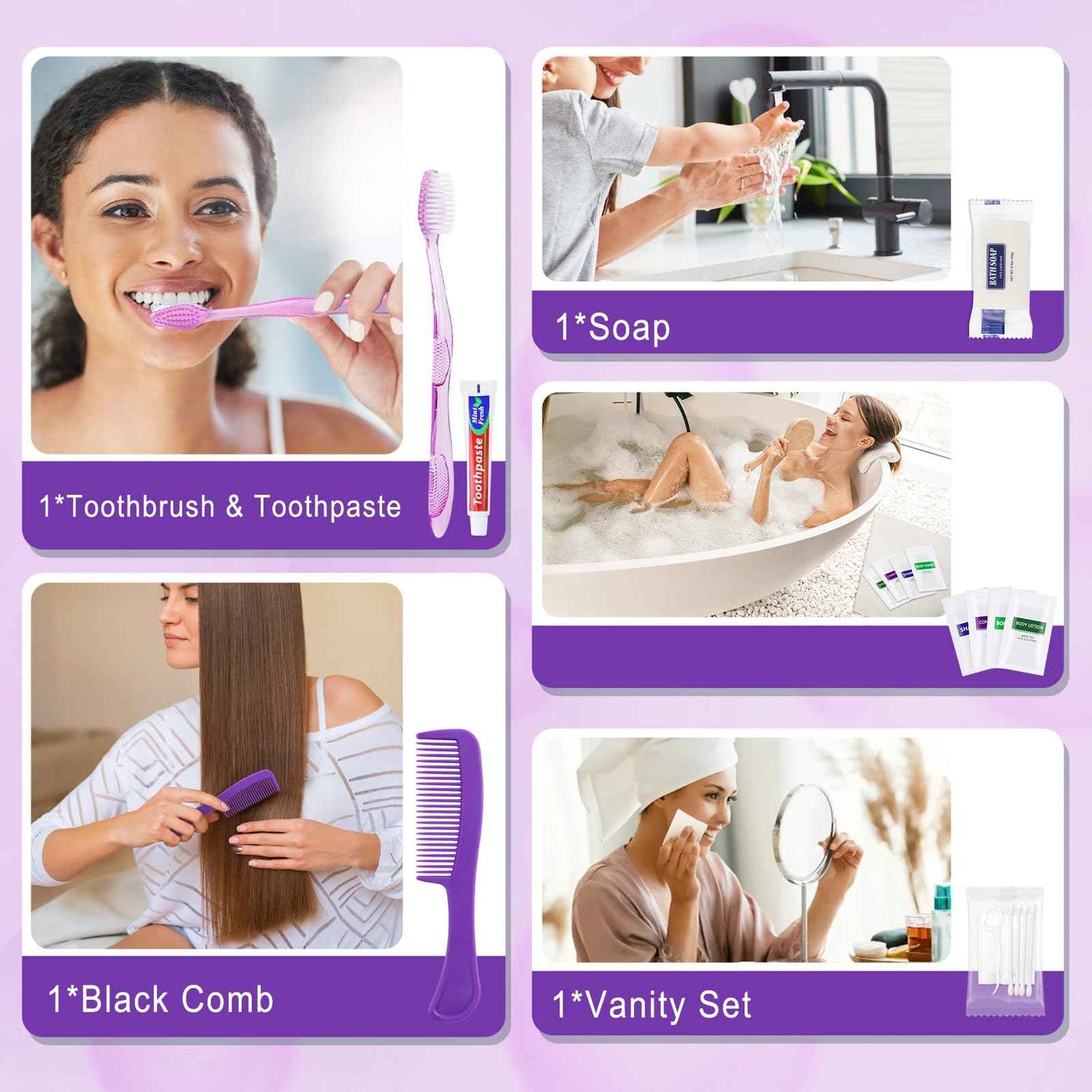 HQSLsund 20 Kits Travel Toiletry Kit Bulk, Personal Hygiene Kit, Disposable Hygiene Kit Homeless Care Supplies Charity Kit For Home, Hotel, Camping, Travel