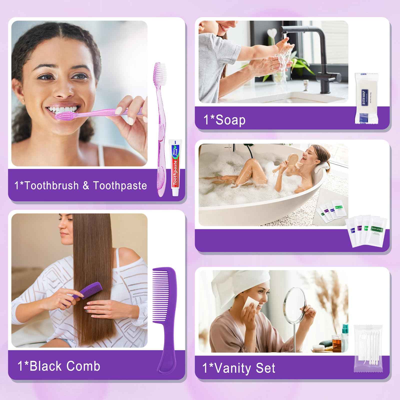 HQSLsund 20 Kits Travel Toiletry Kit Bulk, Personal Hygiene Kit, Disposable Hygiene Kit Homeless Care Supplies Charity Kit For Home, Hotel, Camping, Travel