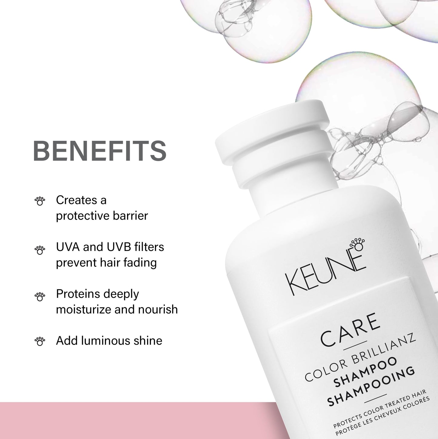 Keune Care Color Brillianz Shampoo, Color-Safe & UV-Protecting Cleanser for Color-Treated Hair, 10.1 Fl Oz