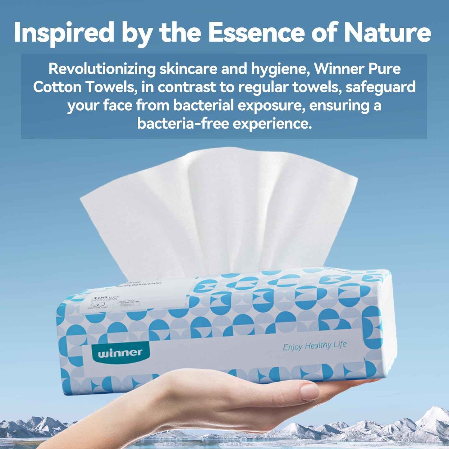 Winner Soft Face Towels, 100% USDA Biobased Facial Towels, Unscented Cotton Tissues for Sensitive Skin, OEKO-TEX Certified Face Towelettes Disposable, Makeup Remover Dry Wipes, 600 Ct, Pack of 6