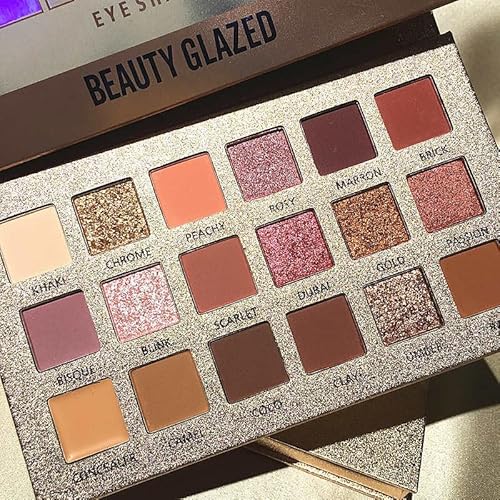 18 Color Natural Eyeshadow Palette ? Soft Matte Shimmer & Glitter Finish with Built-In Concealer Shade ? Ultra-pigmented Blendable Mauve Brown Nude Eyeshadow Palette, Cream Eyeshadow for Older Women