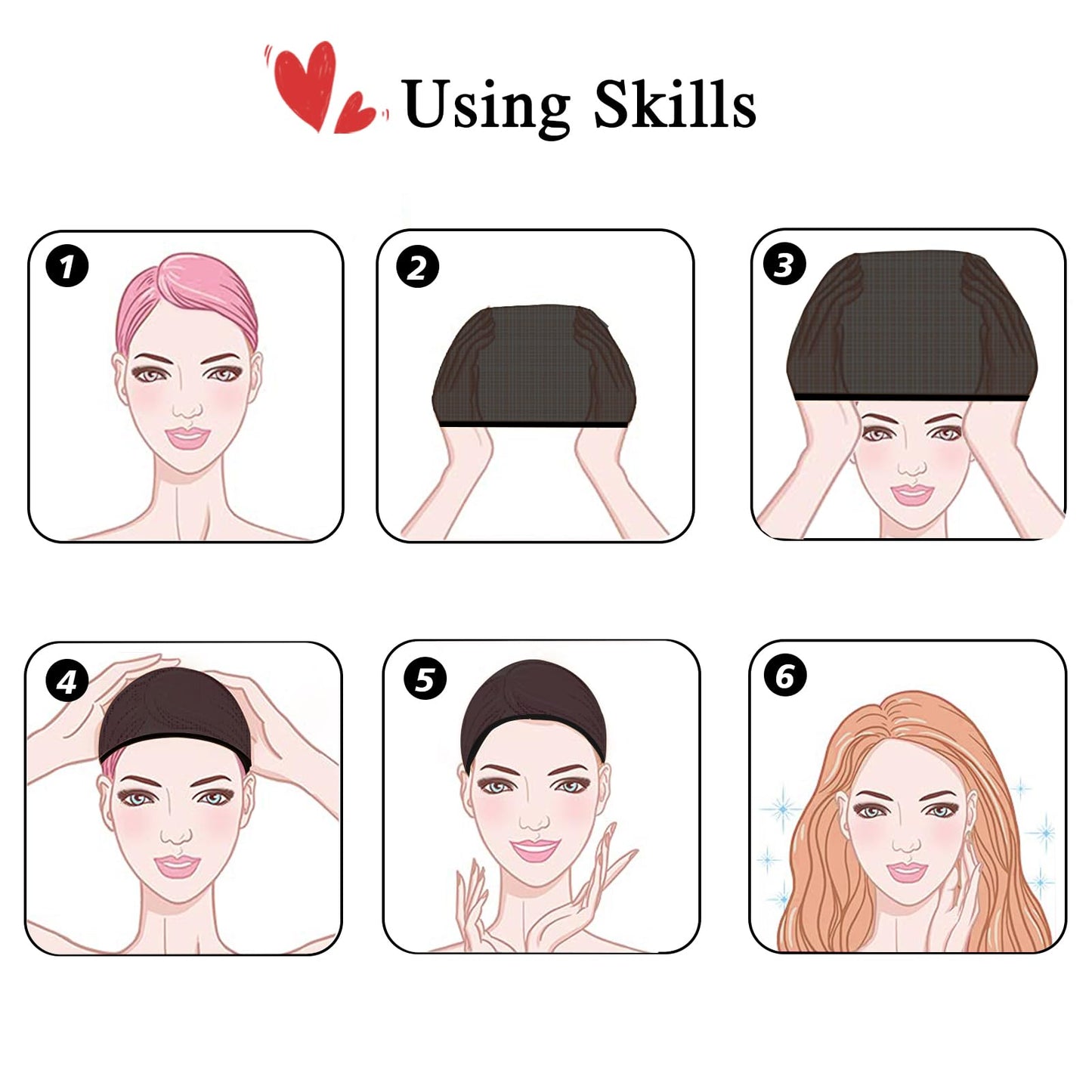 Goiple Wig Cap for Lace Front Wig Stretchy Nylon Wig Caps, Wig Cap for Women Bold Cap for Men Lace Front Wig Skin Tone Stocking Cap for Wigs Thin Wig Cap 8 Pieces (Black)