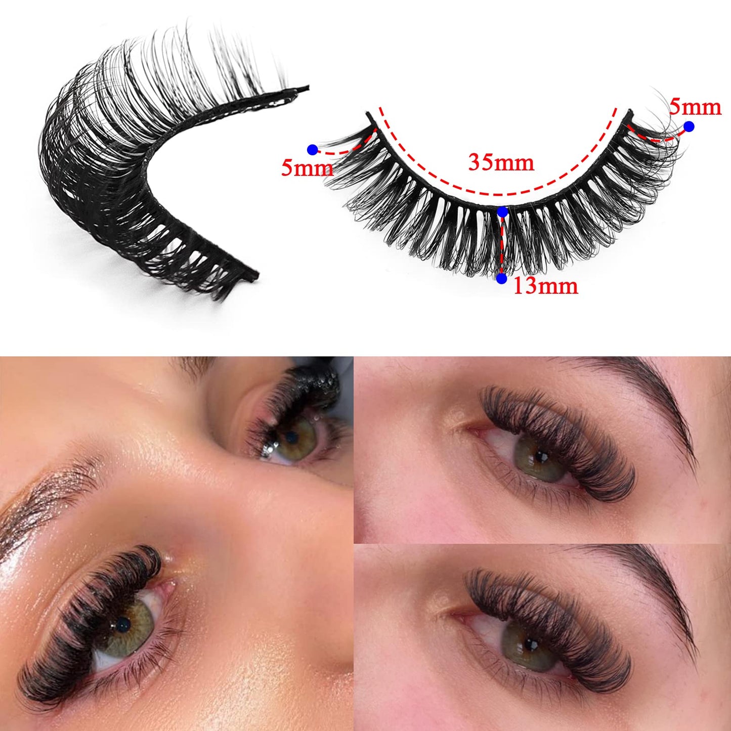 10Pairs 3d Russian Strip Lashes, DD Curl Lash Strips, Natural False Lashes Mink, Fluffy Eyelashes Mink, Faux Mink Eyelashes Natural Look, Natural Wispies Mink Eyelashes, Wispy Fake Lashes(s37)