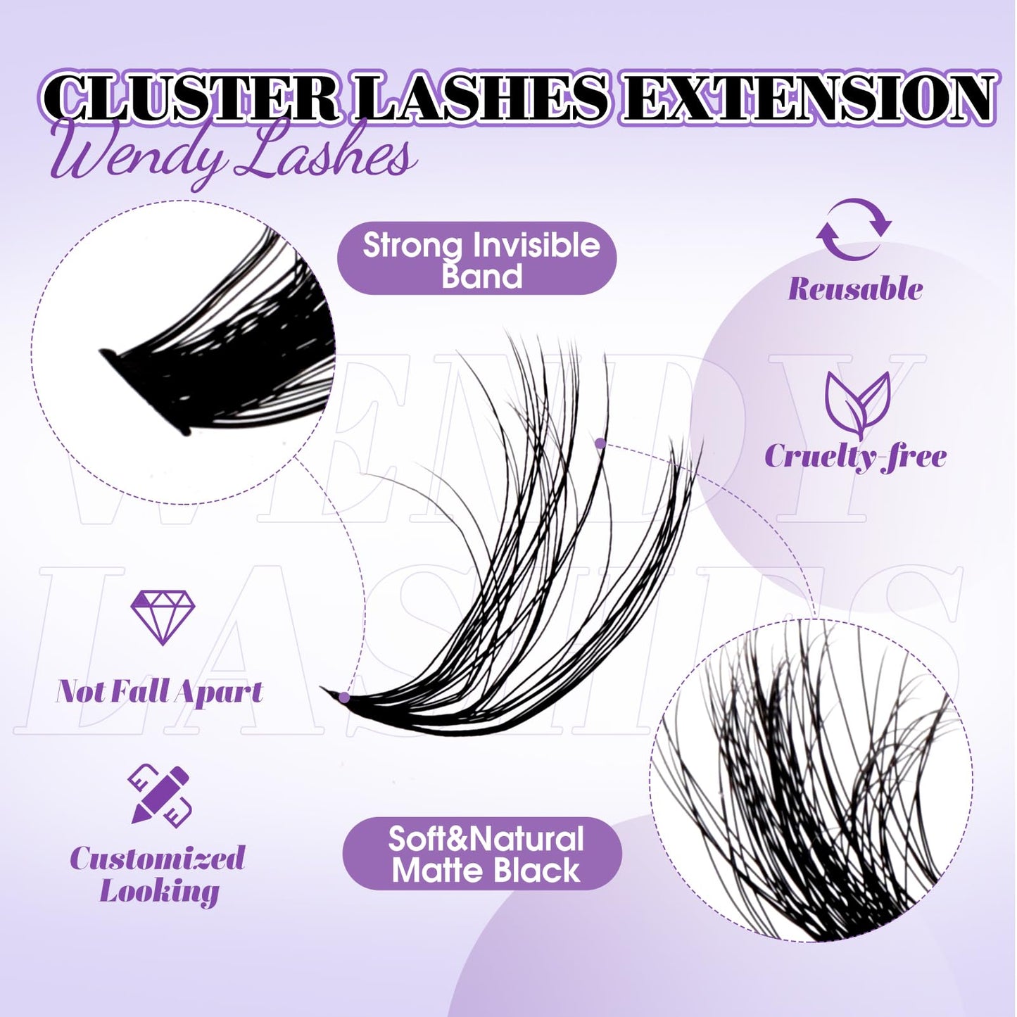 Lash Clusters With Bottom Lashes 20/30D C/D Curl 12-18mm Multi-types Individual Clusters Eyelash Extensions, Spike, Wispy Lash clusters(20/30D-3D)