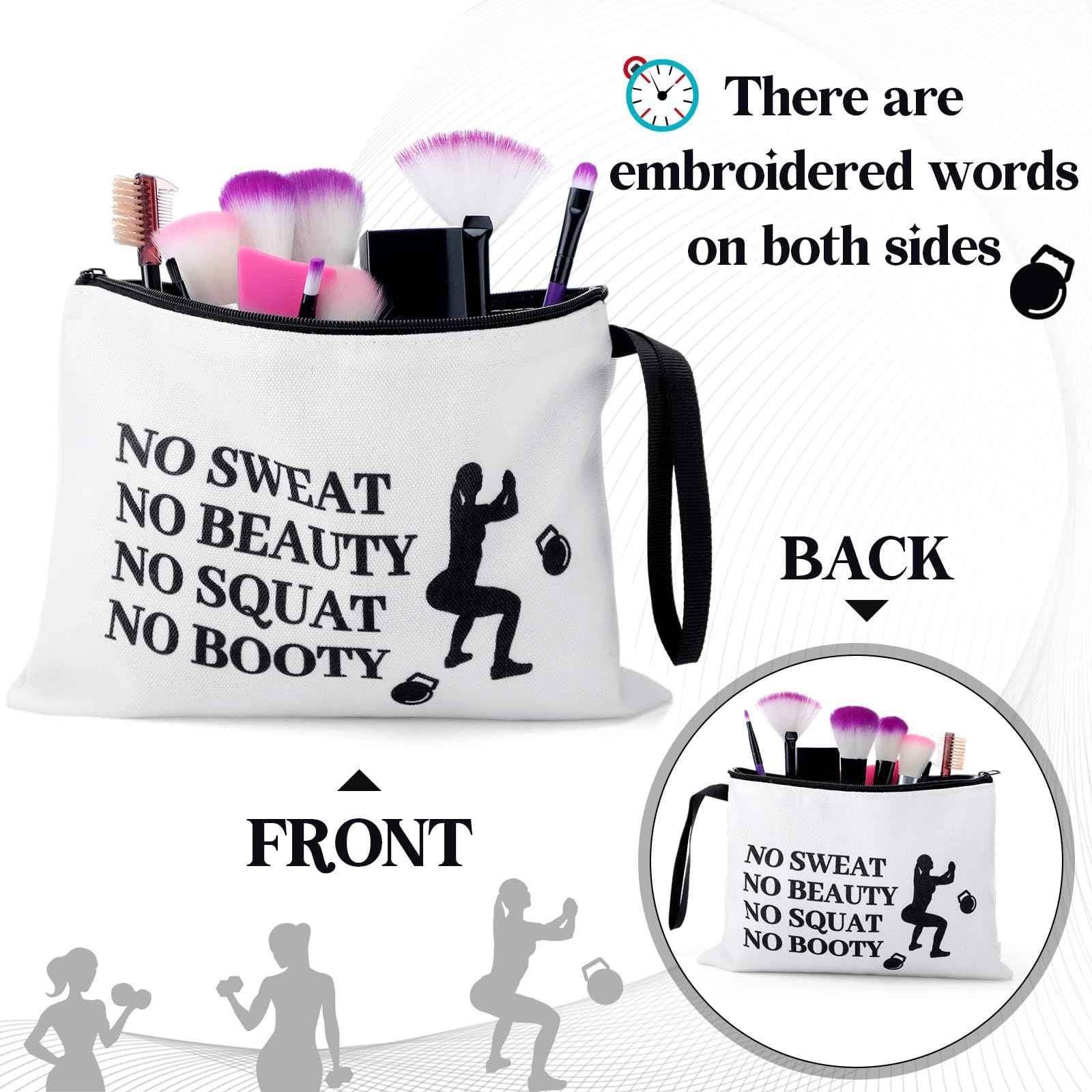 SilTriangle 8 Pcs Workout Cosmetic Bags Workout Gifts Funny Sports Lover Gym Gifts Gym Fitness Makeup Bags for Women Body Builder Zipper Pouch for Fitness Bodybuilding Lovers
