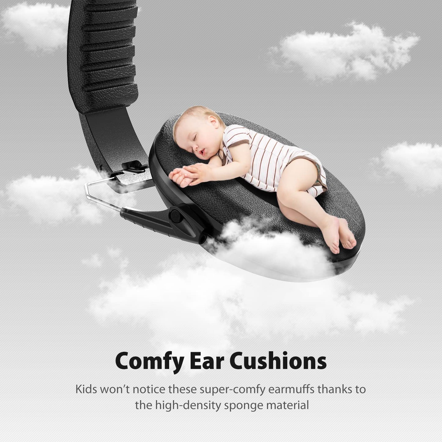 Dr.meter Noise Cancelling Ear Muffs: EM100 SNR27.4 Ear Muffs for Noise Reduction - Kids Noise Cancelling Headphones with Adjustable Headband for Monster Jam Sleeping Shooting Mowing Studying-Black