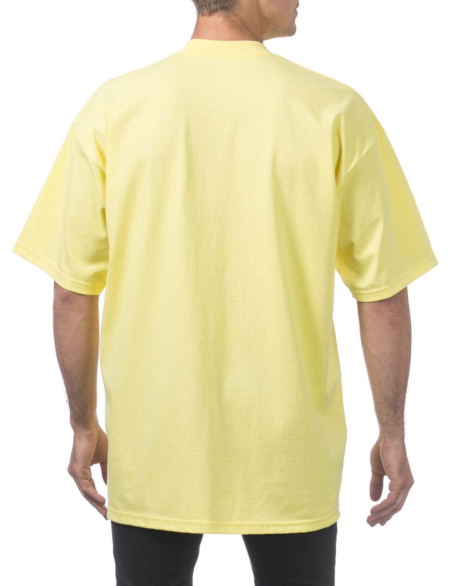 Pro Club Men's Heavyweight Cotton Short Sleeve Crew Neck T-Shirt, Yellow, Small