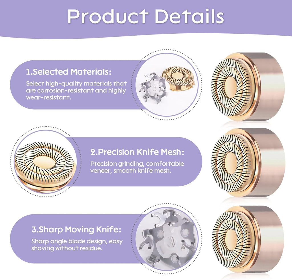 Flawless Facial Hair Remover Replacement Heads - Gen 2 (4 Pack) for Women