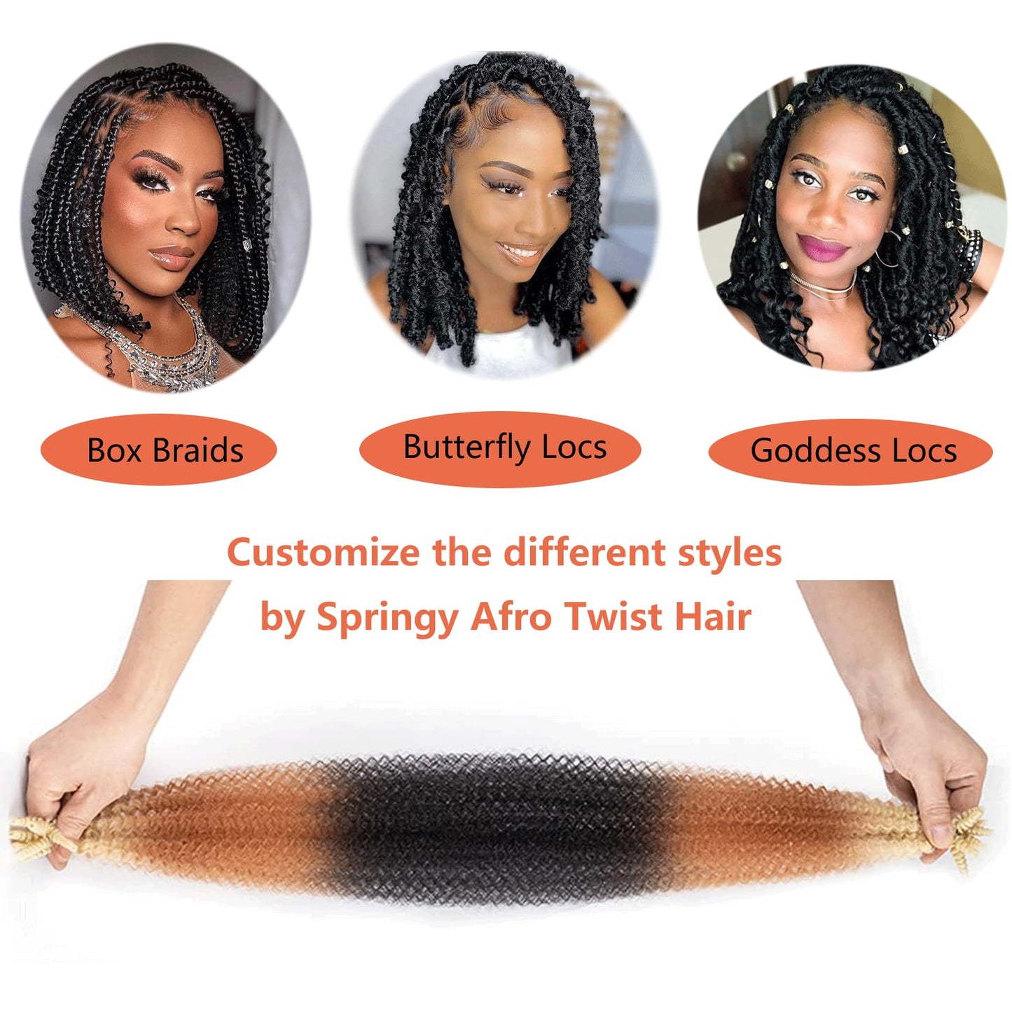 Kinky Twist Hair Marley Twist Hair Pre Separated Springy Afro Twist Hair 14 Inch 3 Packs Pre Fluffed Marley Twist Braiding Hair for Braids Marley Crochet Hair Extensions (T1B/27/613)