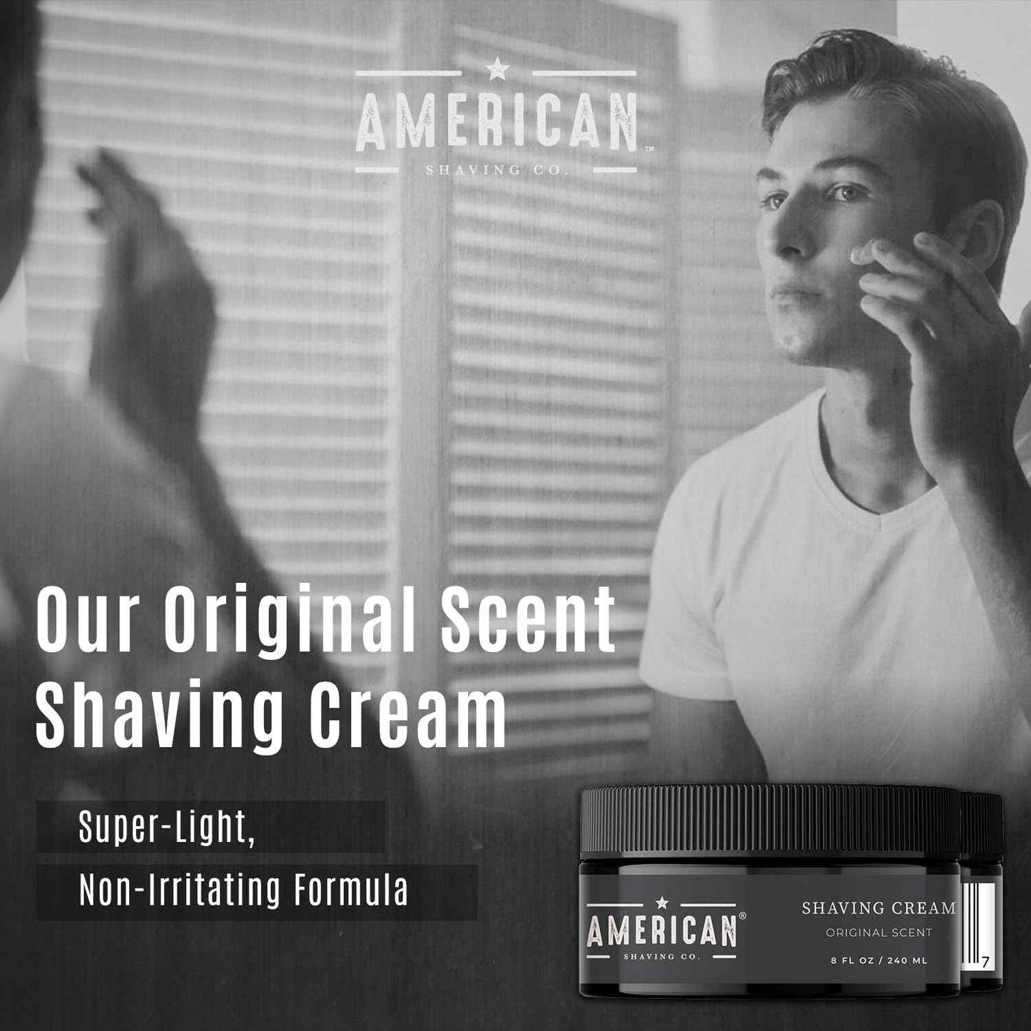 American Shaving Co. Original Scent Shaving Cream For Men 8 Oz, Made in USA, Easy Application, Quality Potent Ingredients, Non-GMO, GMP Certified, Cruelty-Free Products