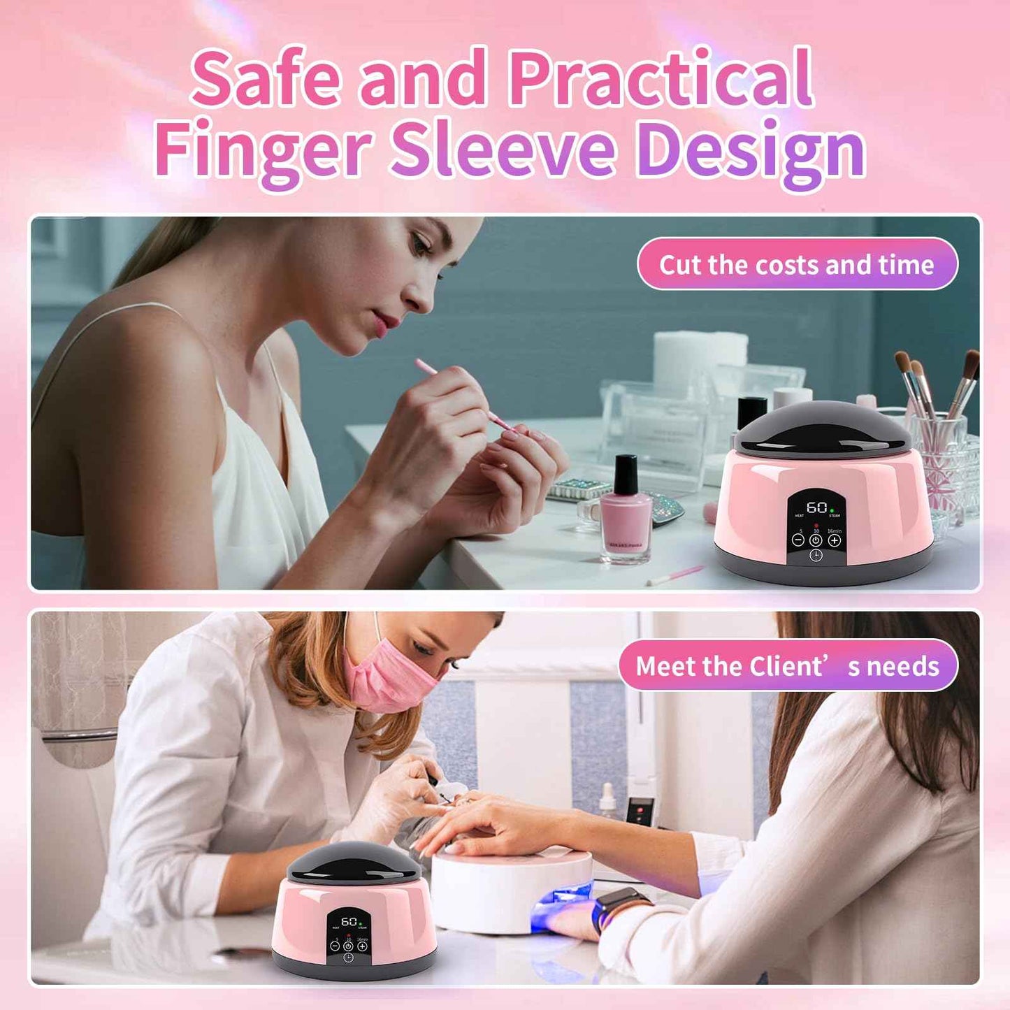 ANGNYA Electric Nail Soaking Bowl, Adjustable Temperature Gel Nail Polish Remover Machine Automatic Quick Remove Gel Steam Soak off Gel Polish Remover Electric Nail Polish Remover Nail Salon Home DIY
