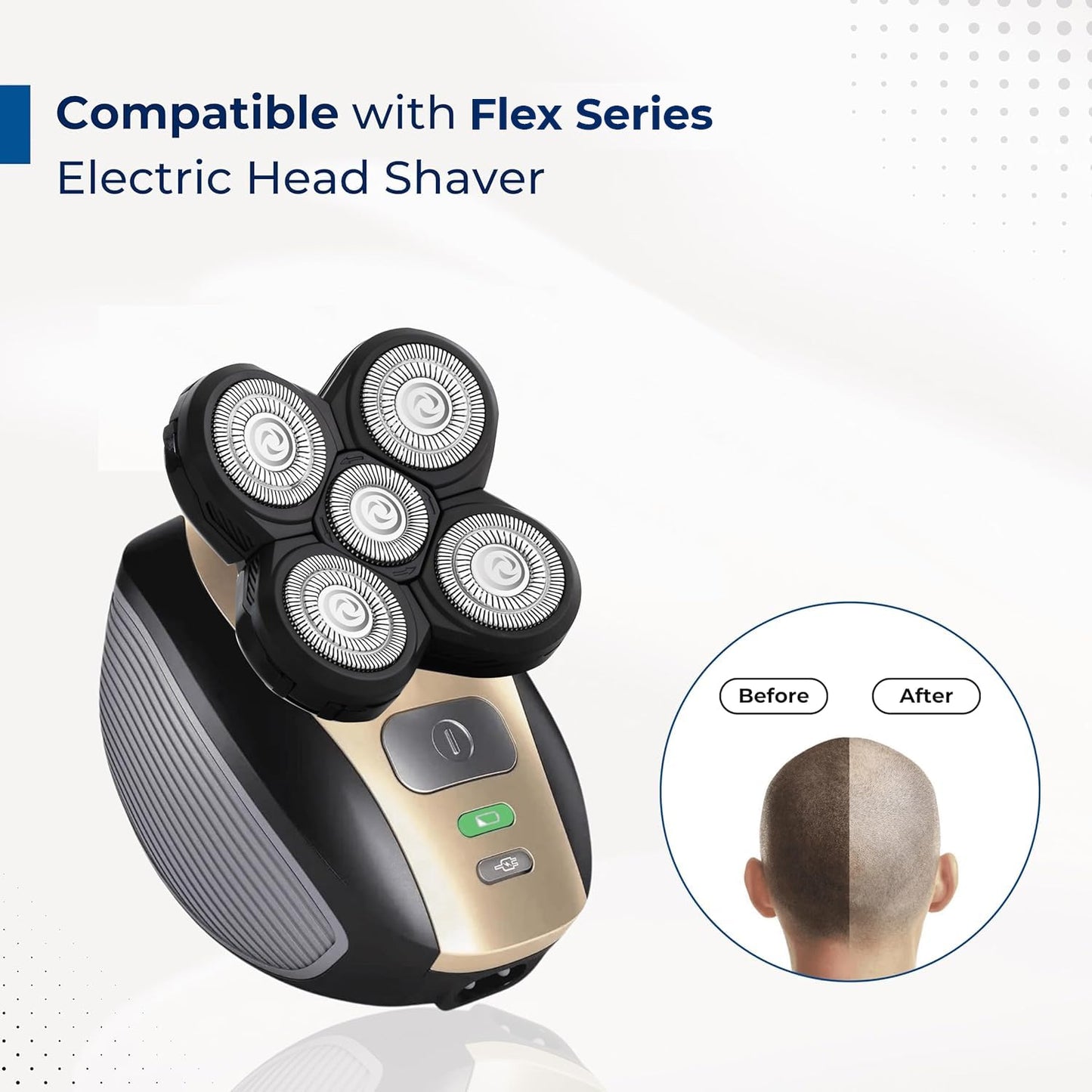 4 Pack Shaver Replacement Blades Compatible with Freedom Head Electric Razor Shaving, 5 Blades Shaver Replacement Heads for Head Shavers for Bald Men, Replacement Blades for Head Shaver Kit, 2 Brush