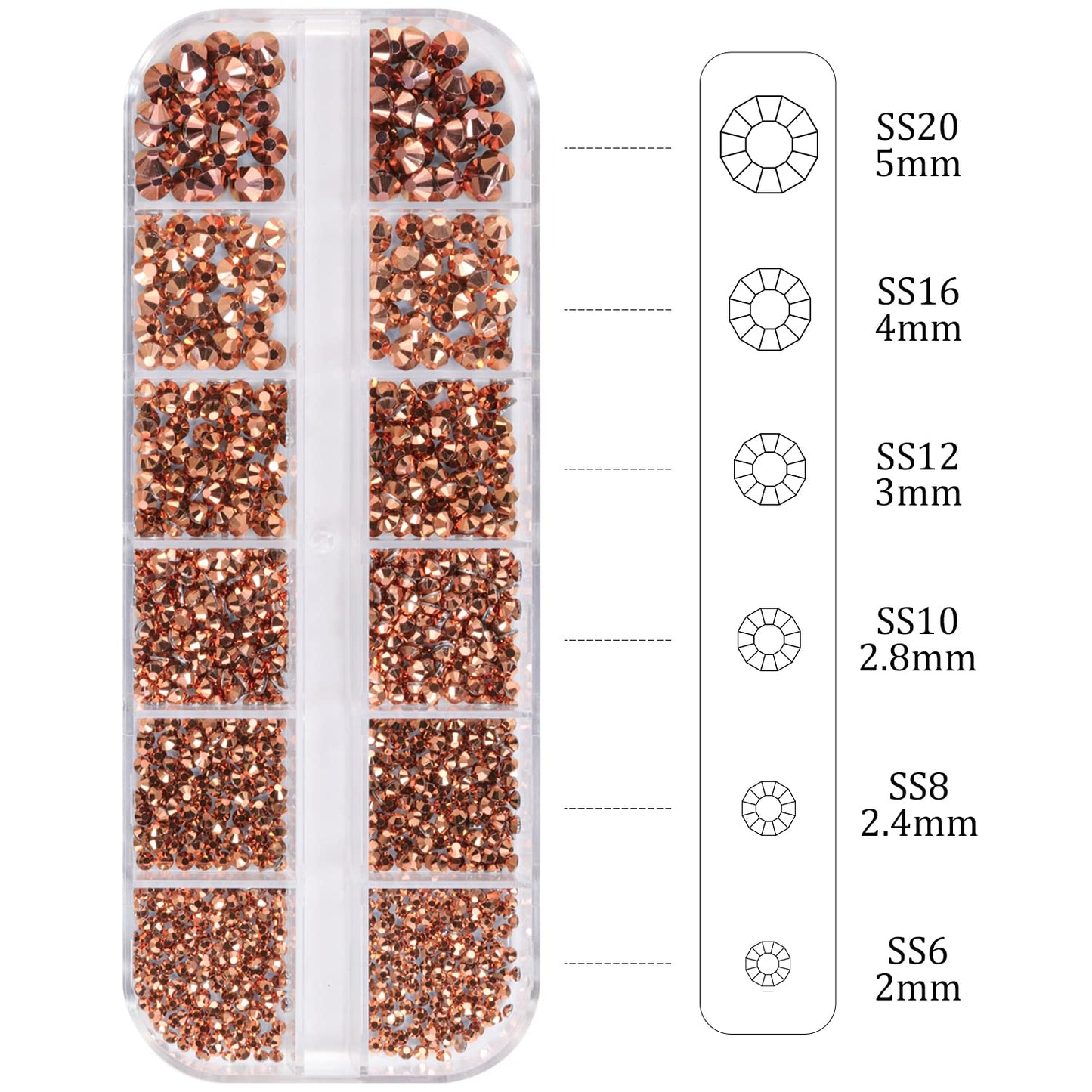 1PC 8ml WIPE-OFF Nail Art Rhinestone Glue Gel Adhesive + 1 Box 2-5mm Flat Back Round Glass Rose Gold Rhinestones + 3PCS Glue Brush + 1PC Pickup pencil