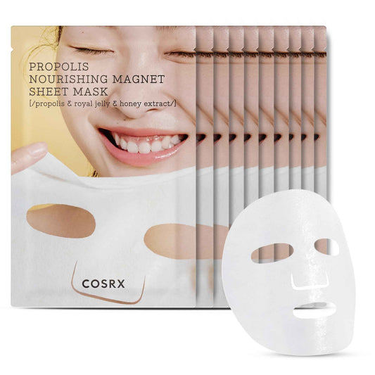 COSRX Propolis Nourishing Sheet Mask 10 EA, Soothing & Plumping Honey Serum, Leave-on Face Mask for Healthy Glow & Deep Moisture, Not Tested on Animals, No Parabens, No Sulfates, Korean Skin Care