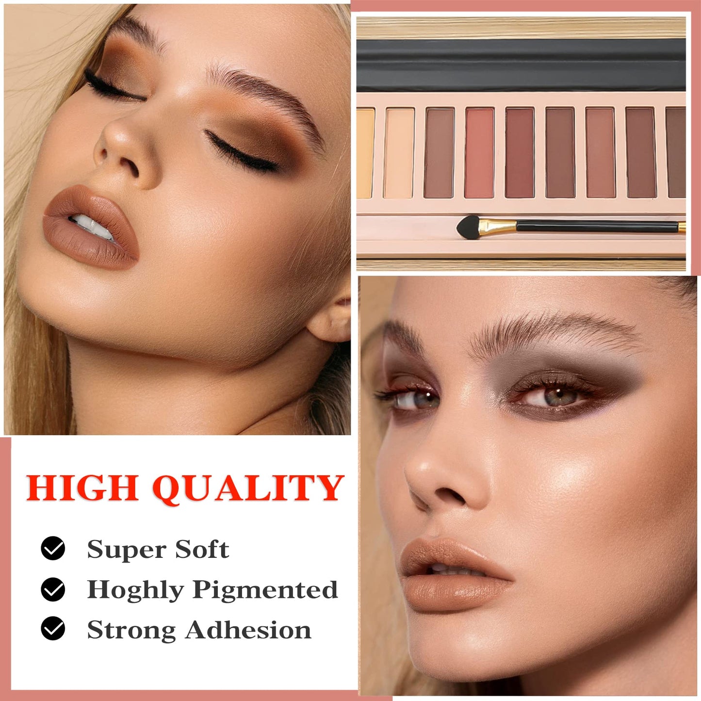 2PCS 12Colors Naked Eyeshadow Palette,nude Eyeshadow Palette,Natural Shimmer Glitter Eyeshadow Palette,Eye Shadow Palette with Brush,Waterproof & Long Lasting Smokey Eye Makeup(Matte+Shimmer)