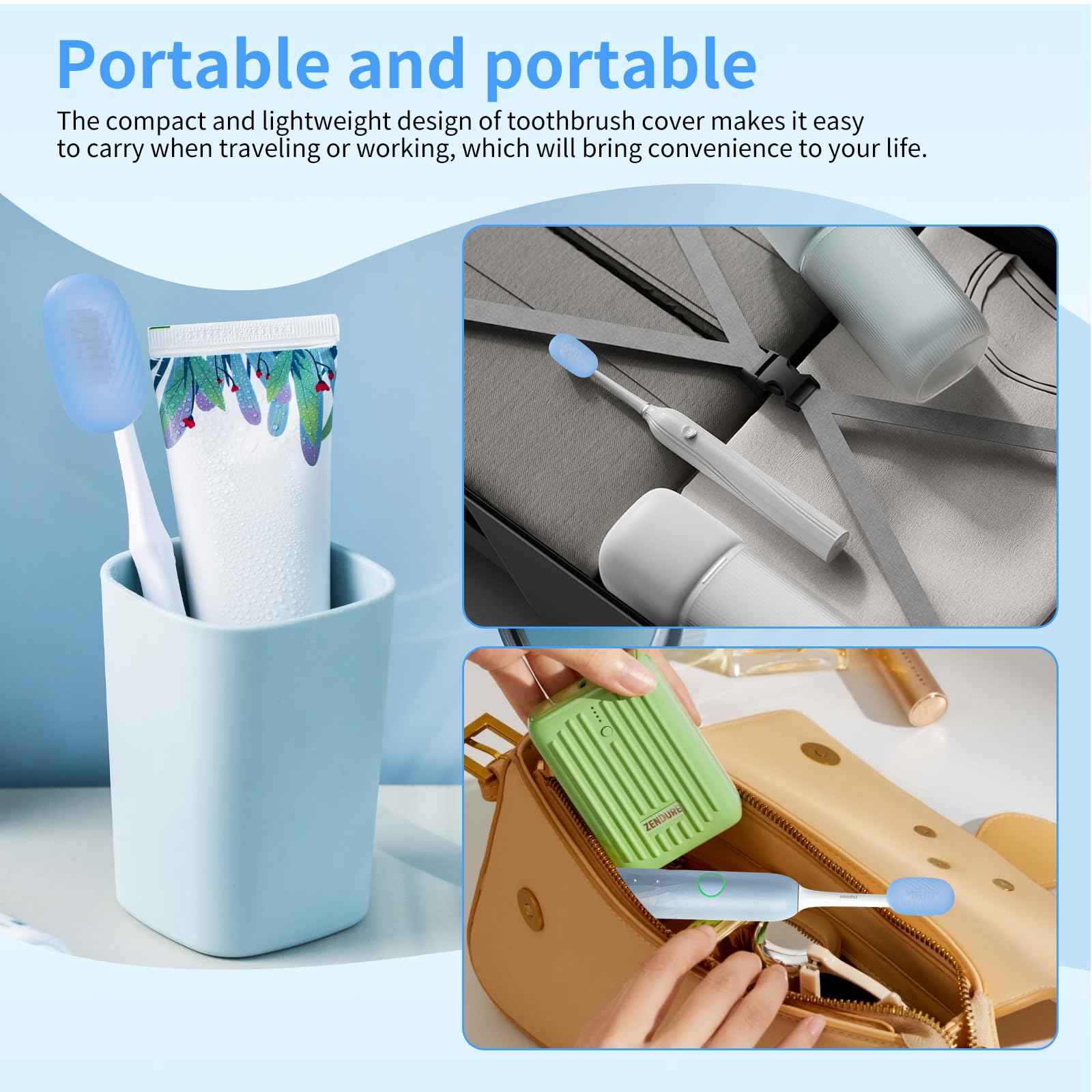 HEBEILF 6 Pcs Toothbrush Covers Toothbrush Covers Caps，Replaceable Electric Toothbrush Head Cover Silicone Toothbrush Protector Cap for Household Travel, Bathroom, Gym，Camping