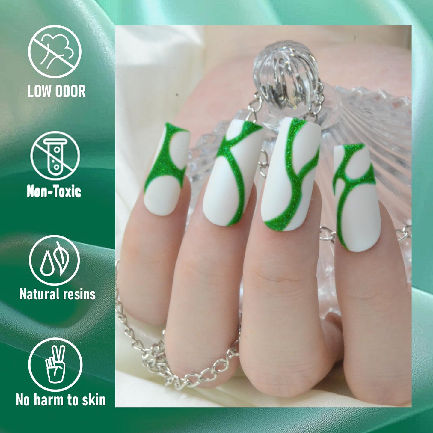eodci Reflective Glitter Gel Polish, 15ML Olive Green Nail Polish Sparkly Shiny Gel Nail Art UV LED Lamp Need Nail Gel for Manicure DIY and Nail Salon