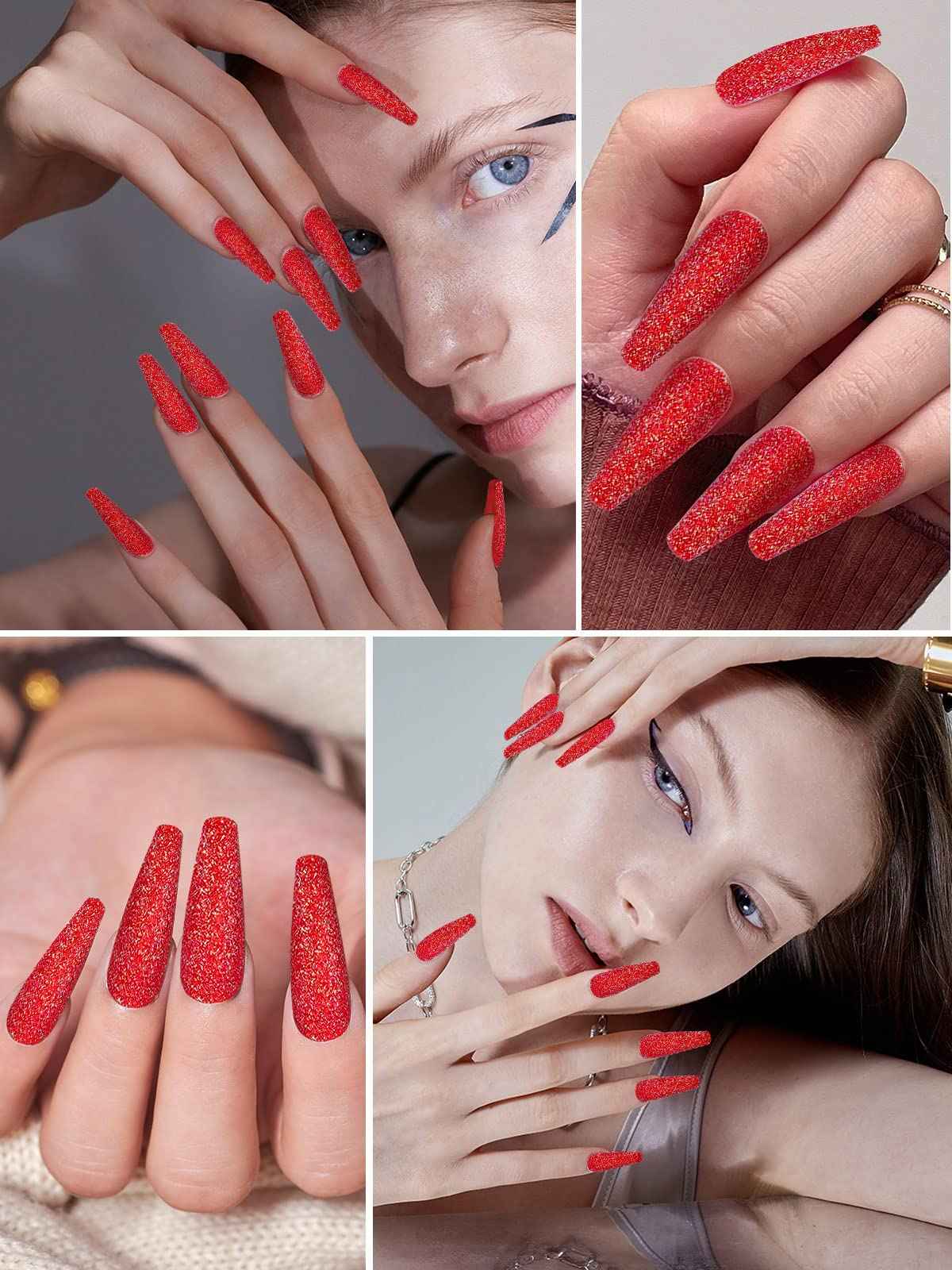 Red Nail Fine Glitter, EBANKU Red Laser Mermaid Manicure Pigment Glitter for Nails Art Resin Craft Supplies, Glitter for Body Nail Face Hair Lip Gloss Makeup 100G