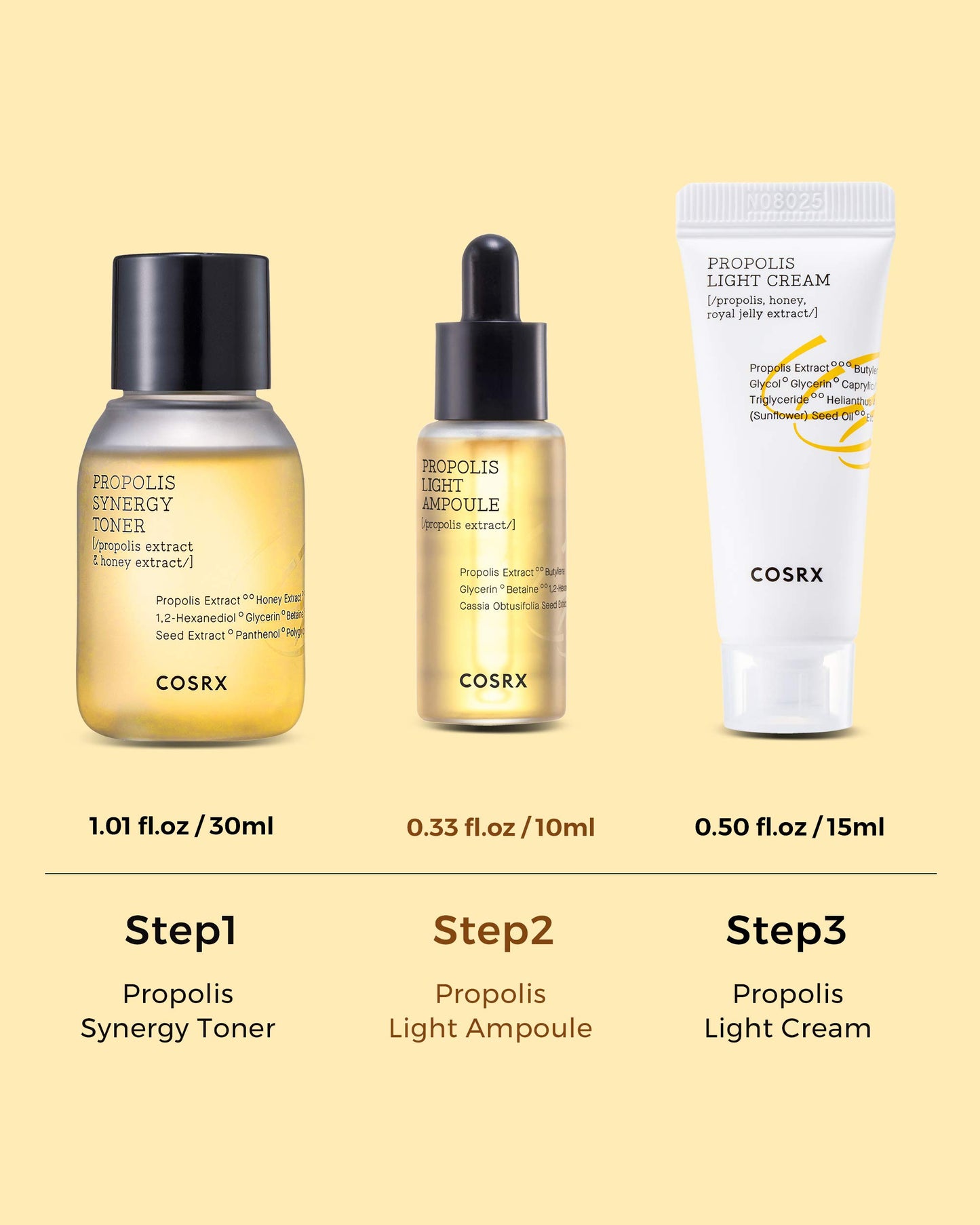 COSRX Honey Glow Kit | Facial Toner, Serum, Cream with Propolis Extract | Deep Moisture, Hydration, Nourishment | Travel Size Set, Gift Set, Korean Skincare, Not Tested on Animals, Paraben Free