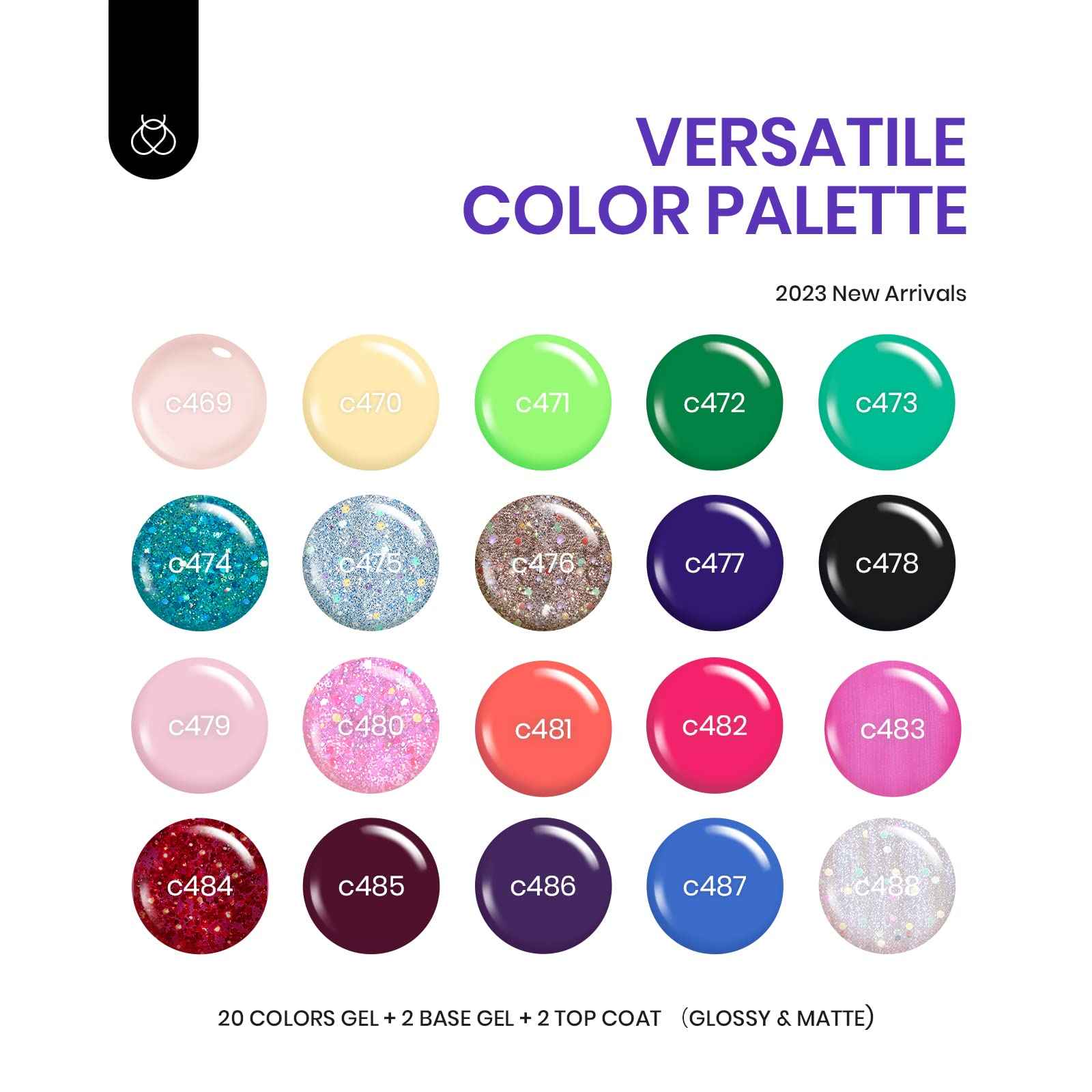 beetles Gel Polish 20 Colors Gel Nail Polish Luxury Club Collection with 1 Pcs 15ml White Color Soak Off Gel Polish with Glossy & Matte Top Coat and Base Coat, Red Green Soak Off Shiny Blue Glitter