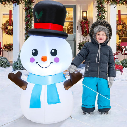 WorTade 4ft Christmas Inflatables Snowman Outdoor Decorations Snowman, Christmas Blow Up Yard Decorations with Build-in LEDs, Inflatable Snowman for Kids Christmas Outdoor Yard Garden Decorations