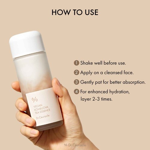 Dr.Ceuracle Vegan Kombucha Tea Essence - Hydrating Milky Toner with Kombucha Tea Extract, Centella Asiatica, Ceramide, Korean Skincare Essence (150 ml / 5.07 fl. oz.)