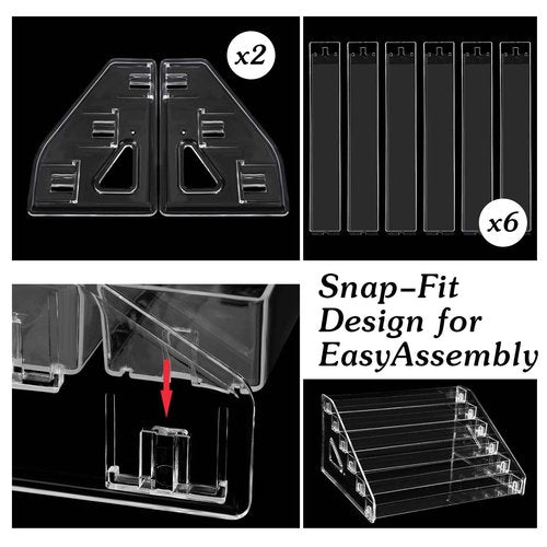 Jetec 2 Pcs Acrylic Card Display Stand Versatile Display for Trading Cards Greeting Card Sunglasses Organizer Nail Polish Holder Essential Oils Cosmetic Cases Eyewear Rack(6 Tiers Style)