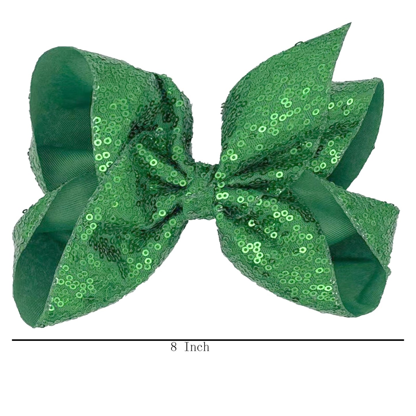 Yuese 1PCS Hair Bows for Girls 8 Inch Sequins Large Bows Alligator Hair Clips Sparkly Glitter Accessories for Women Teens Girls Kids (Green)