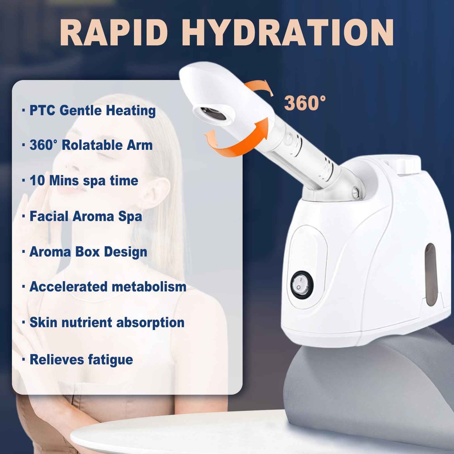 Facial Steamer Nanometer Fine Mist Face Steamer for Facial Deep Cleaning, 360°Can Rotate The Arm，10 Minute Home Facial Spa Mist, Design for Personal Care Use at Home Or Salon Barber