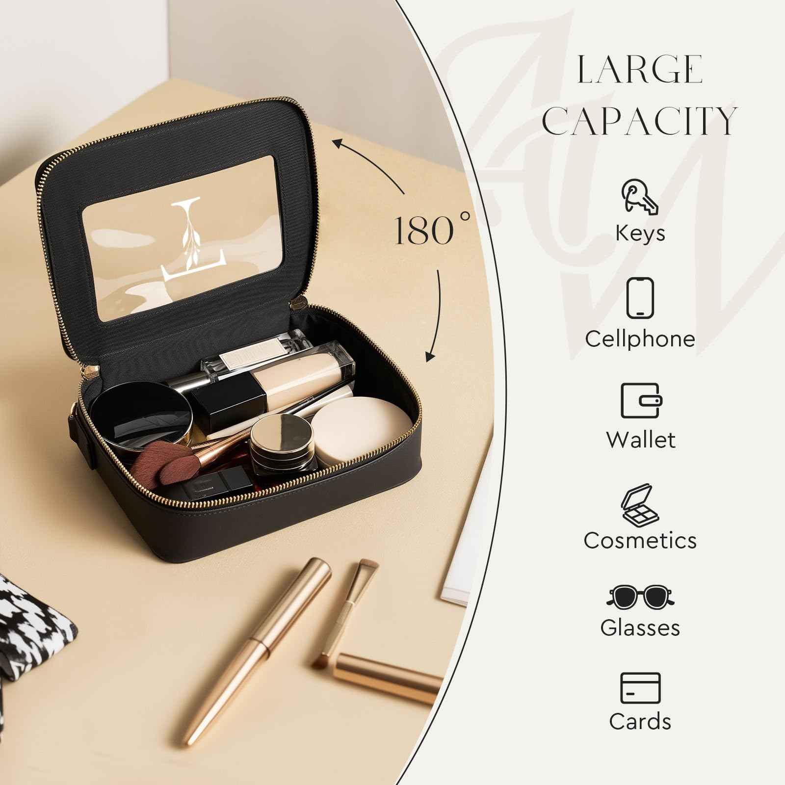 Clear Crossbody Shoulder Purse Bag with Adjustable Strap for Stadium Events Sports Concert, Personalized Initial Makeup Toiletry Pouch, Monogram Birthday Gift for Women Mom Friends Sister, Letter T