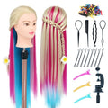 Mannequin Head with Hair, 29'' Training Head Braiding Doll Head for Hair Styling Manikin Cosmetology Mannequin Head Hair Practice Model Head with Clamp Holder(Colorful)