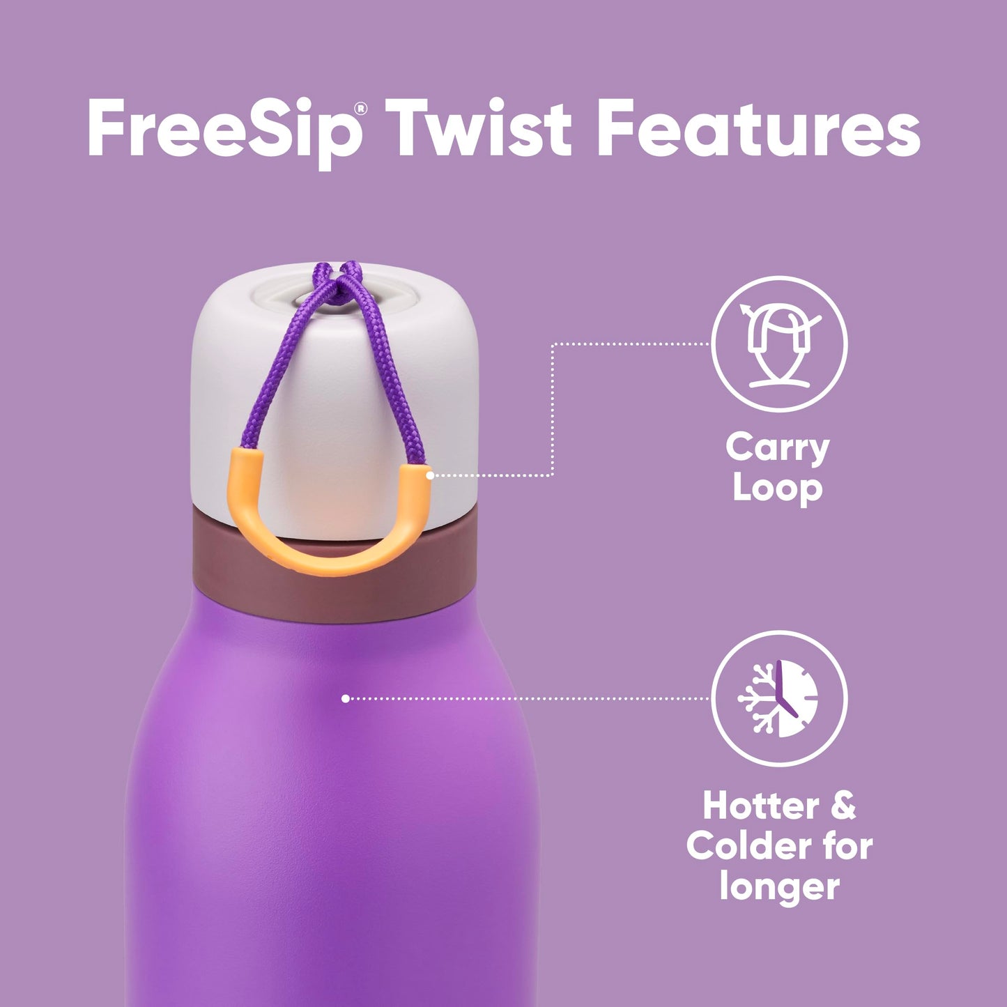 Owala FreeSip Twist Insulated Stainless Steel Water Bottle with Straw for Sports and Travel, BPA-Free, 24-oz, Purple/Purple (California Grapevine)