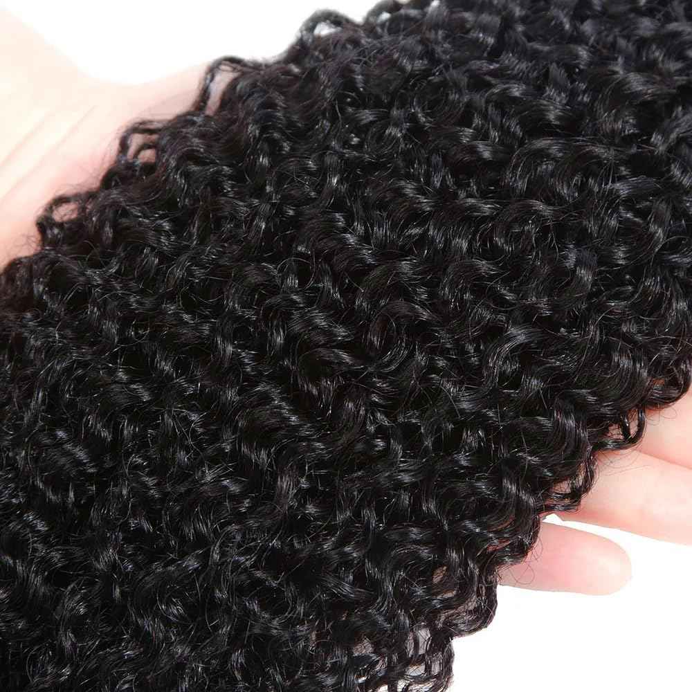 Curly Wave Bundles Human Hair 26 Inch Color #1B Natural Black Single Bundle Brazilian Virgin Human Hair Bundles Kinky Curly Wave 100g Per 1 Bundle Remy Hair Extensions For Black Woman