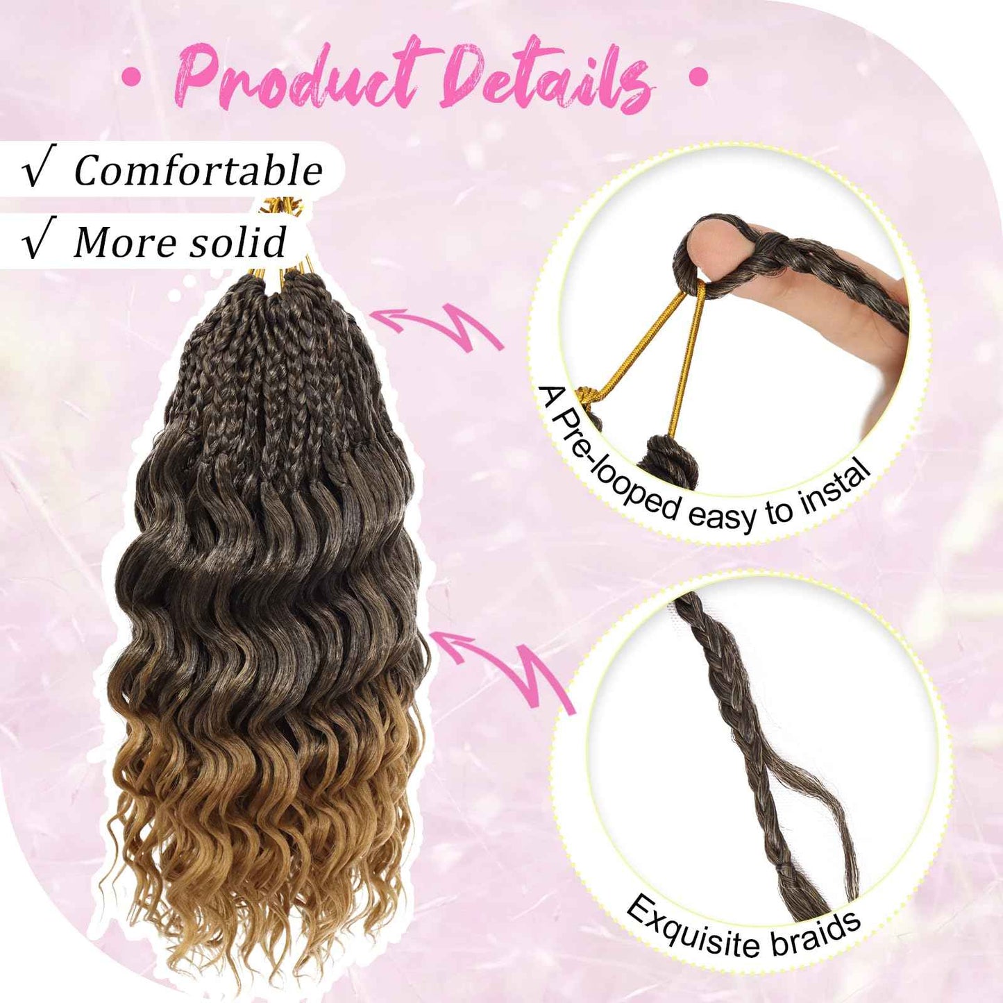 Gowit Pre Looped Deep Wave Crochet Hair 12 Inch 7 Packs Short Curly Ombre Blonde Pre Twisted Ocean Wave Deep Twist Crochet Braids Synthetic Braiding Hair for Black Women