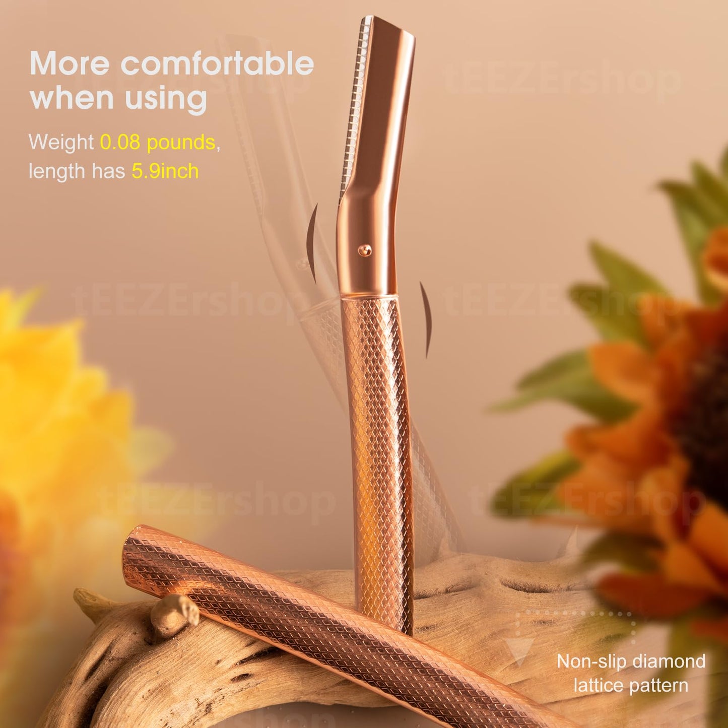 tEEZErshop Dermaplane Razor for Women Face with 20PCS Blades,Professional Facial Razors for Peach Fuzz and Eyebrow Hair Removal,Stainless Steel Multipurpose Face Shavers with Gift Box-Gold