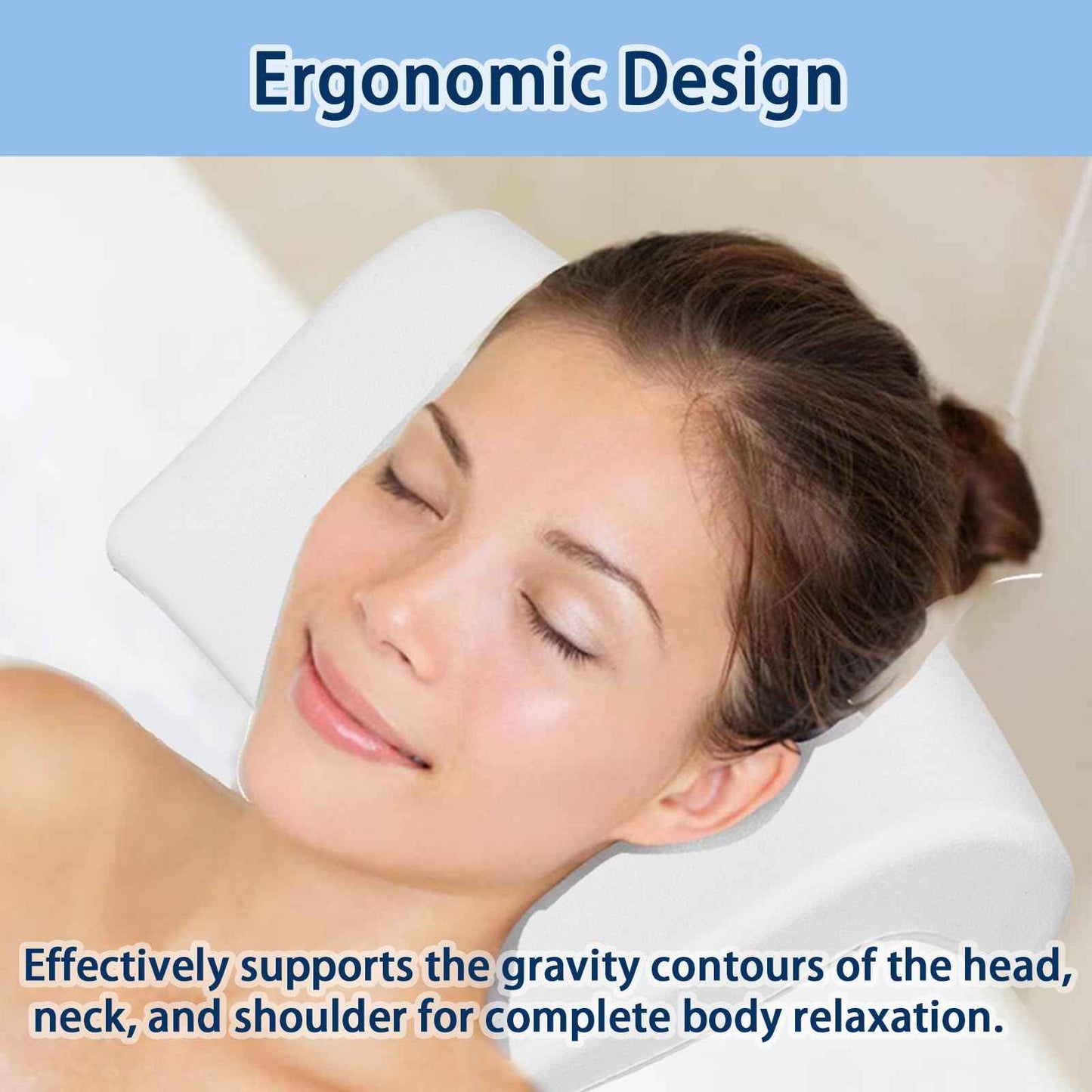 Guluto Bath Pillow, Bath Pillows for Tub with Head, Neck and Shoulder Support, Ergonomic Waterproof Bathtub Pillow with Strong Non-Slip Suction Cups, Relaxing Spa, Hot Tubs, Bathroom Essentials White