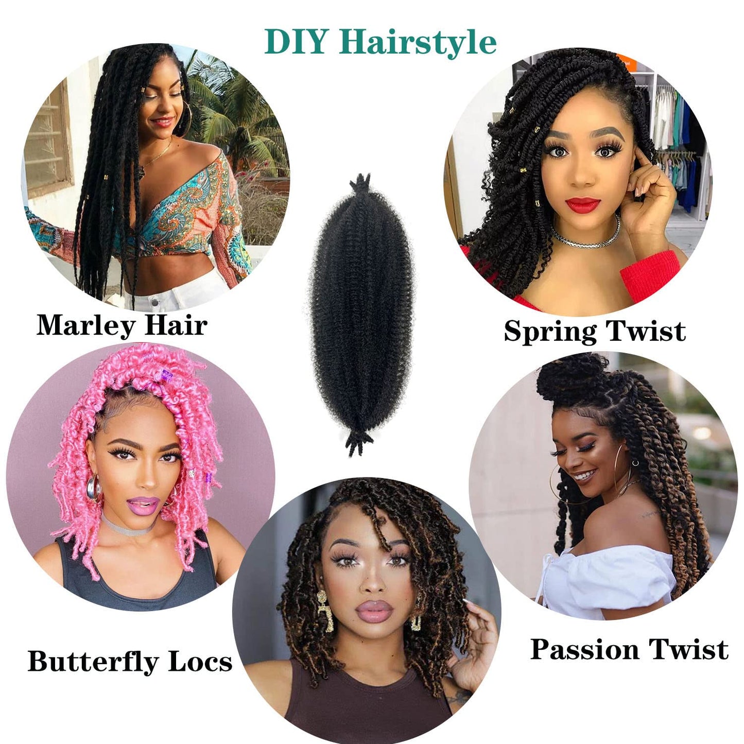 30 Inch Marley Twist Braiding Hair Pre Separated Springy Afro Twist Hair for Distressed Butterfly Locs Crochet Hair Synthetic Protective Spring Twist Hair Extensions for Black Women(8Packs,1B)