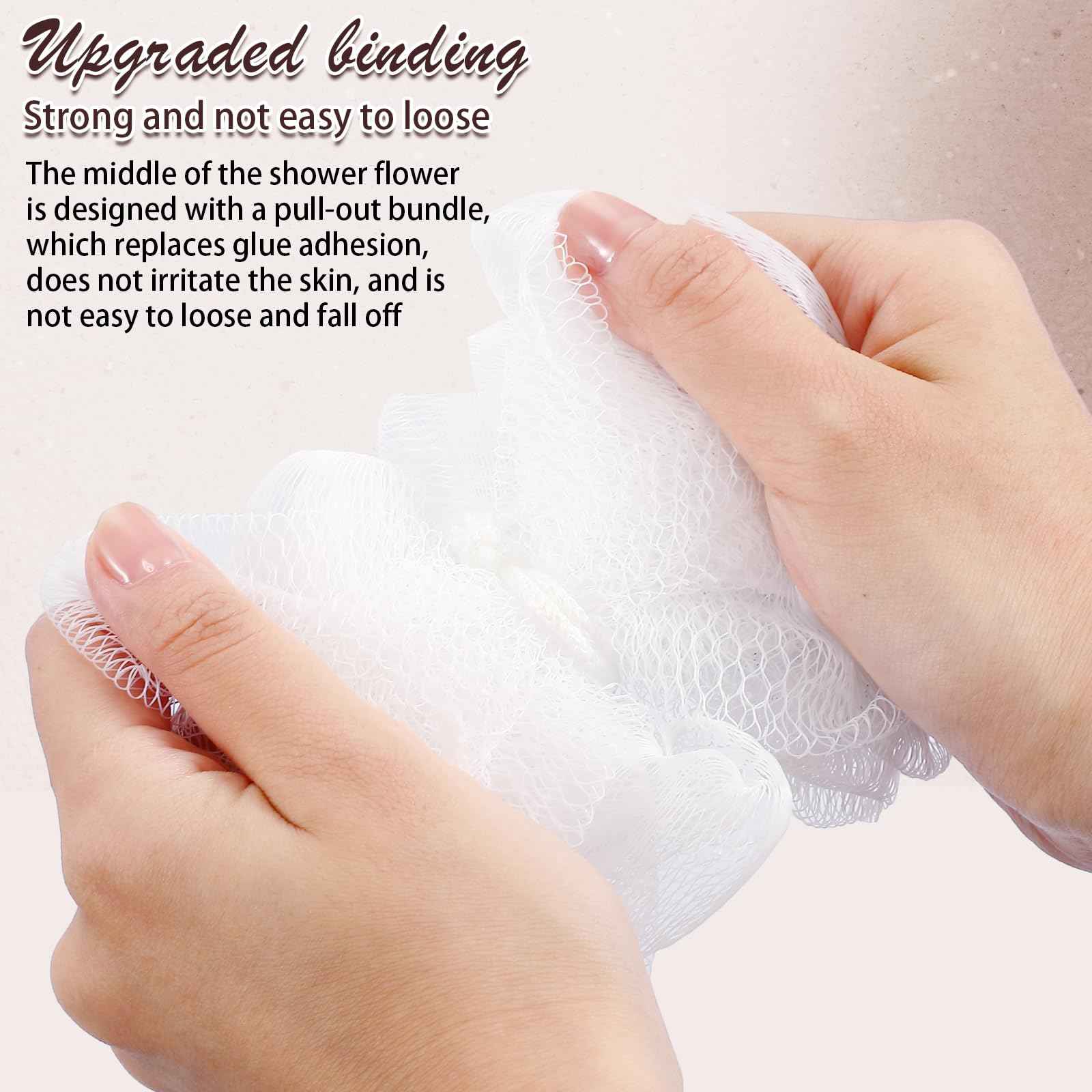 Suttmin 50 Pcs Loofah Sponge Bulk Mini Shower Sponge 3 Inch Loofahs Shower Pouf Mesh Shower Ball for Women Kids Men Exfoliating Bath Scrubber Travel Size Shower Gift(White)