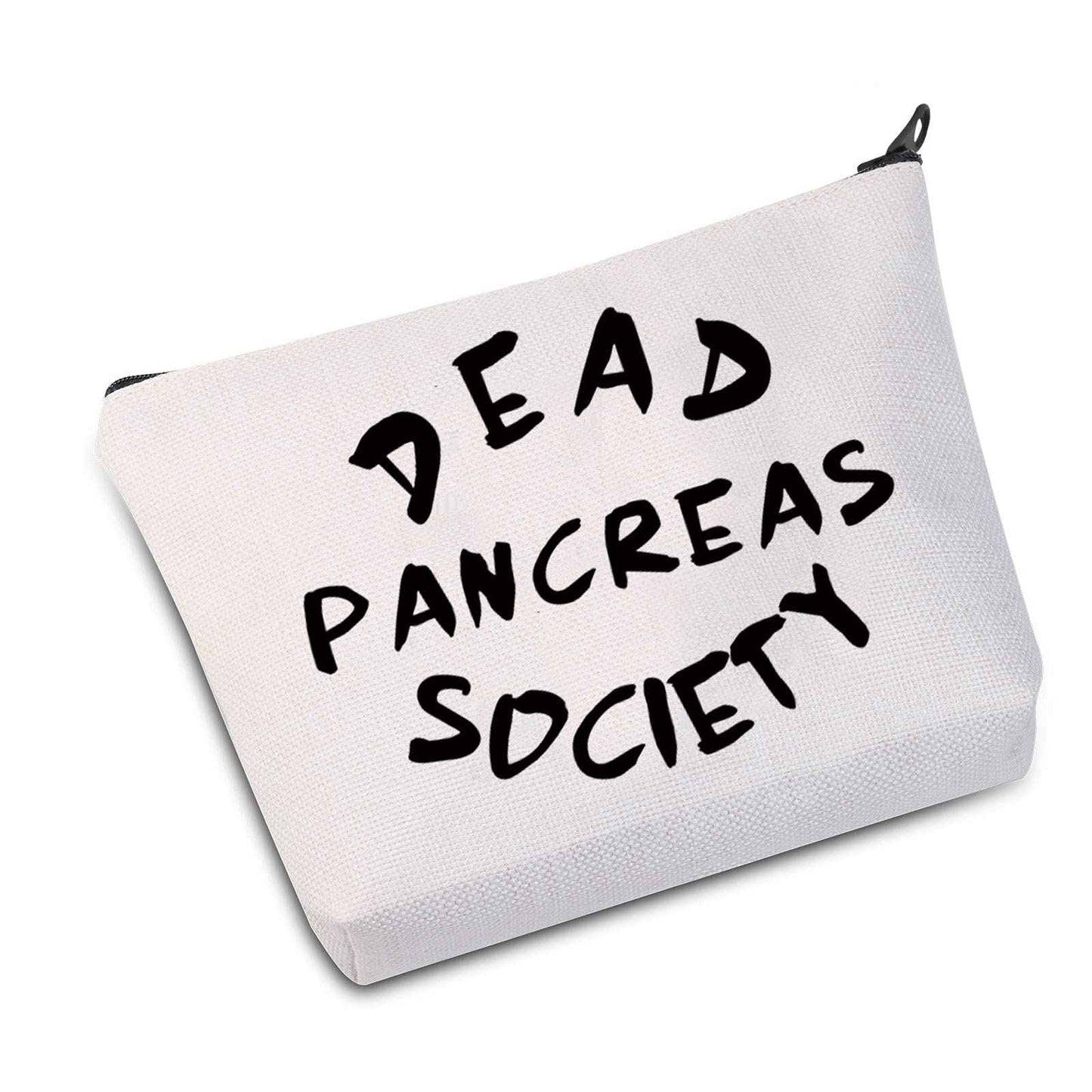 JXGZSO Diabetic Gift Type 1 Diabetes Awareness Gift Dead Pancreas Society Cosmetic Bag Diabetic Support Gift (Dead Pancreas Society White)