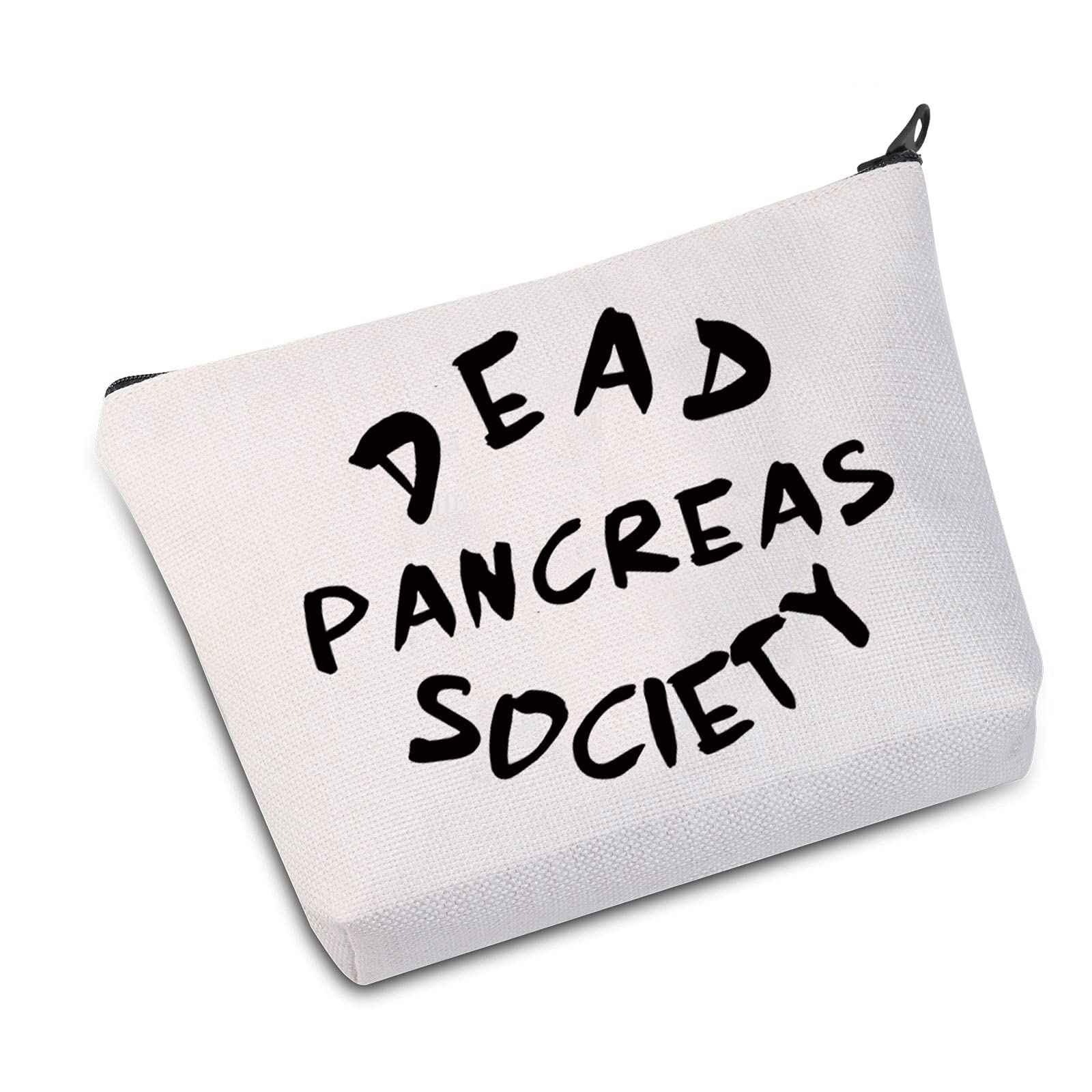 JXGZSO Diabetic Gift Type 1 Diabetes Awareness Gift Dead Pancreas Society Cosmetic Bag Diabetic Support Gift (Dead Pancreas Society White)