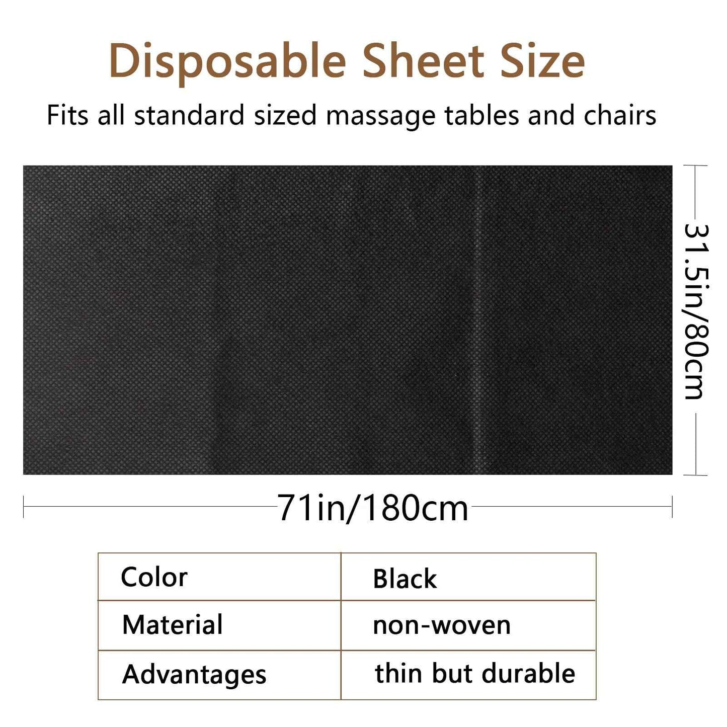 YEEOZOE 50PCS Disposable Bed Sheets, Black Disposable Massage Table Sheets, Disposable Bed Covers for SPA Lash Wax Tattoo Salon, Non Woven Fabric, 71" x 31" White