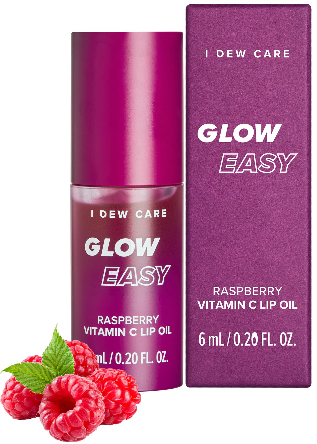 I DEW CARE Lip Oil - Glow Easy Raspberry | Vitamin C Lip Oil, Pigmented Glossy Lip Oil, Nourishing, Korean Makeup, Tinted Lip Care, Cool Pink, Glass Skin Look, Korean Skincare, 0.20 Fl Oz