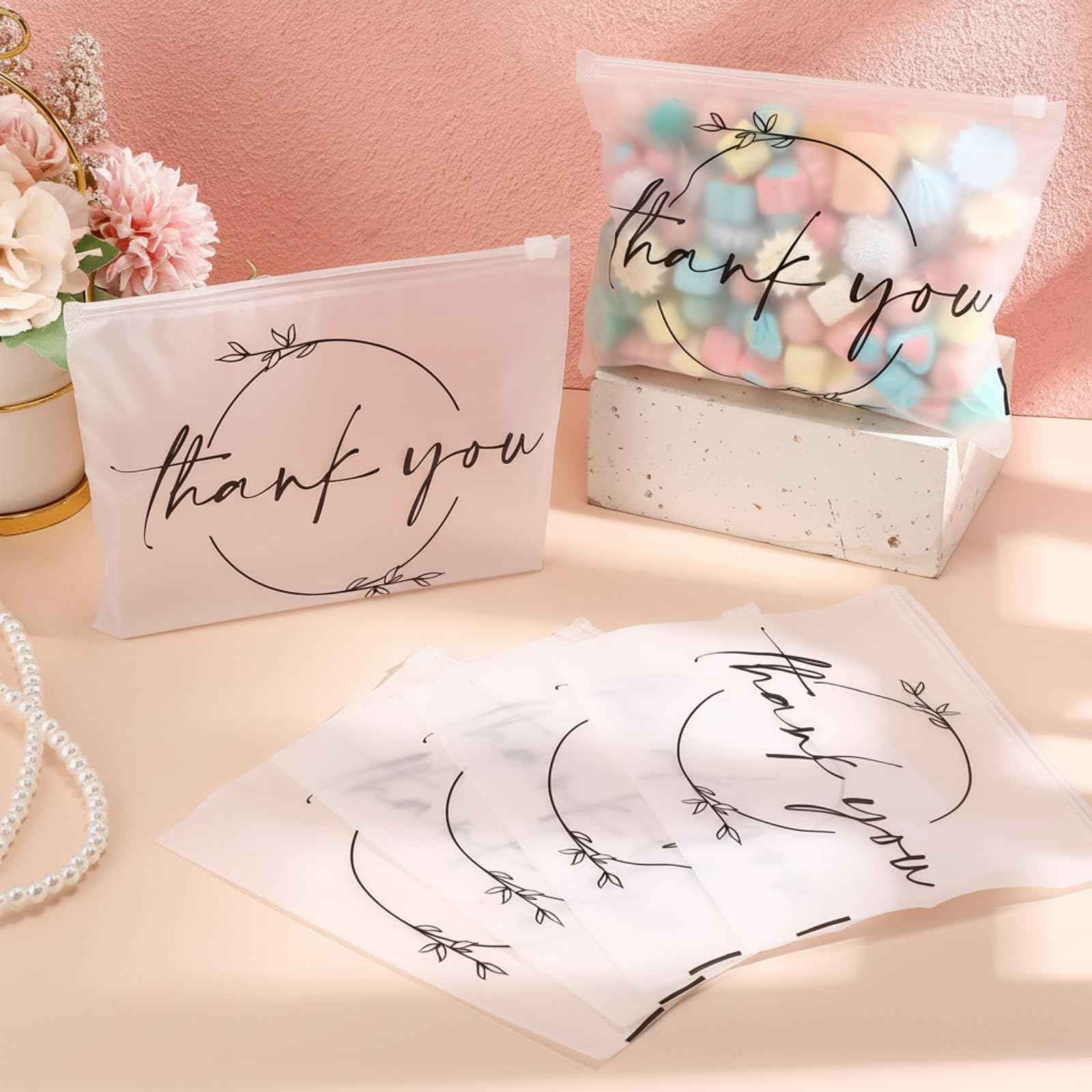 Ireer 100 Pcs Thank You Gift Makeup Bags EVA Clear Cosmetic Bag with Zipper Mini Makeup Thank You Toiletry Cosmetics Bulk Gifts for Women Birthday Daughter Sister(Clear)