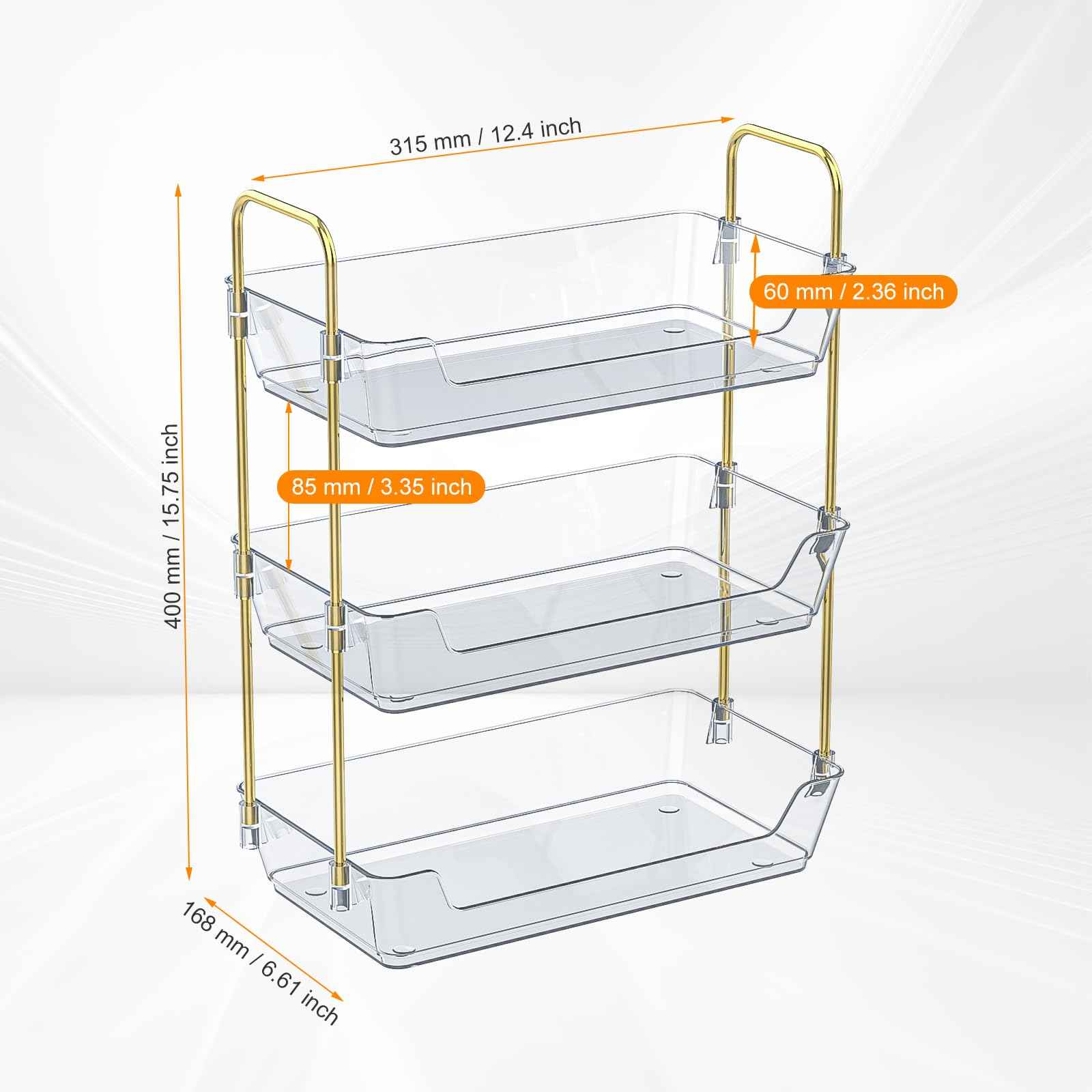 Leoenir 3-Tier Bathroom Organizer Countertop – Makeup, Perfume, and Skincare Storage Tray for Bathroom, Dresser, and Vanity