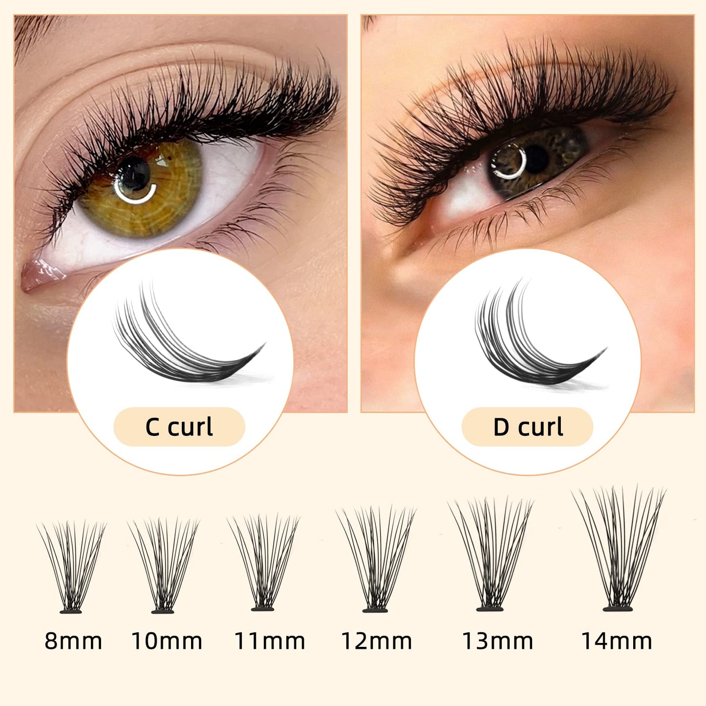 QUEWEL Cluster Lashes 240Pcs Individual Lashes 20D 0.07C Curl 16mm Knot-Free Lash Extensions Clusters Lashes Soft&Natural False Eyelashes Individual DIY Eyelash Extension at Home(20D 0.07C 16)