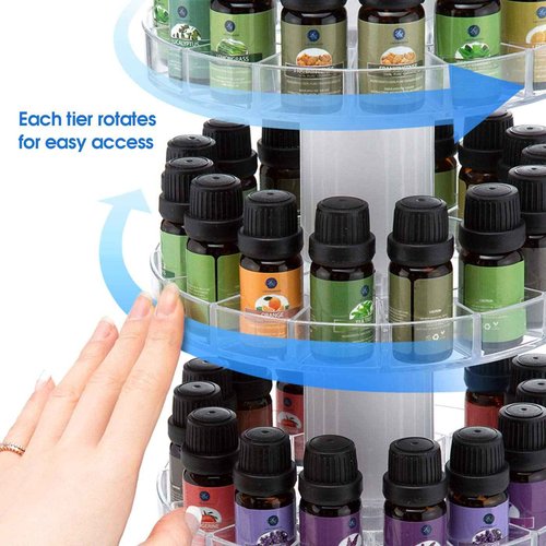 J JACKCUBE DESIGN Rotating Essential Oil Display Stand Spinning Rack for 45 Bottles(up to 72) Organizer 3 Tier Storage Holder -MK505B (3 Tier)