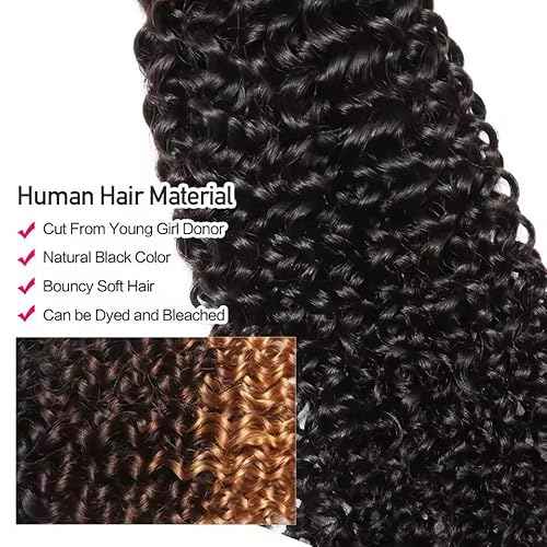 VIPbeauty Burmese Curly Human Hair Bundles One Curly Bundles Human Hair Unprocessed Burmese Raw Hair Extension Real Human Hair Natural Color Spiral Hair Weft Extensions Quick Weave Bundle 22 Inch