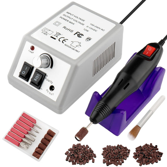 Professional Electric Nail Drill Machine Nails File Manicure Pedicure Set for Acrylic Gel Dip Powder Art Shape Remover Tool Polisher Grinder Low Noise with 6 Drill Bits 156pcs Sanding Bands