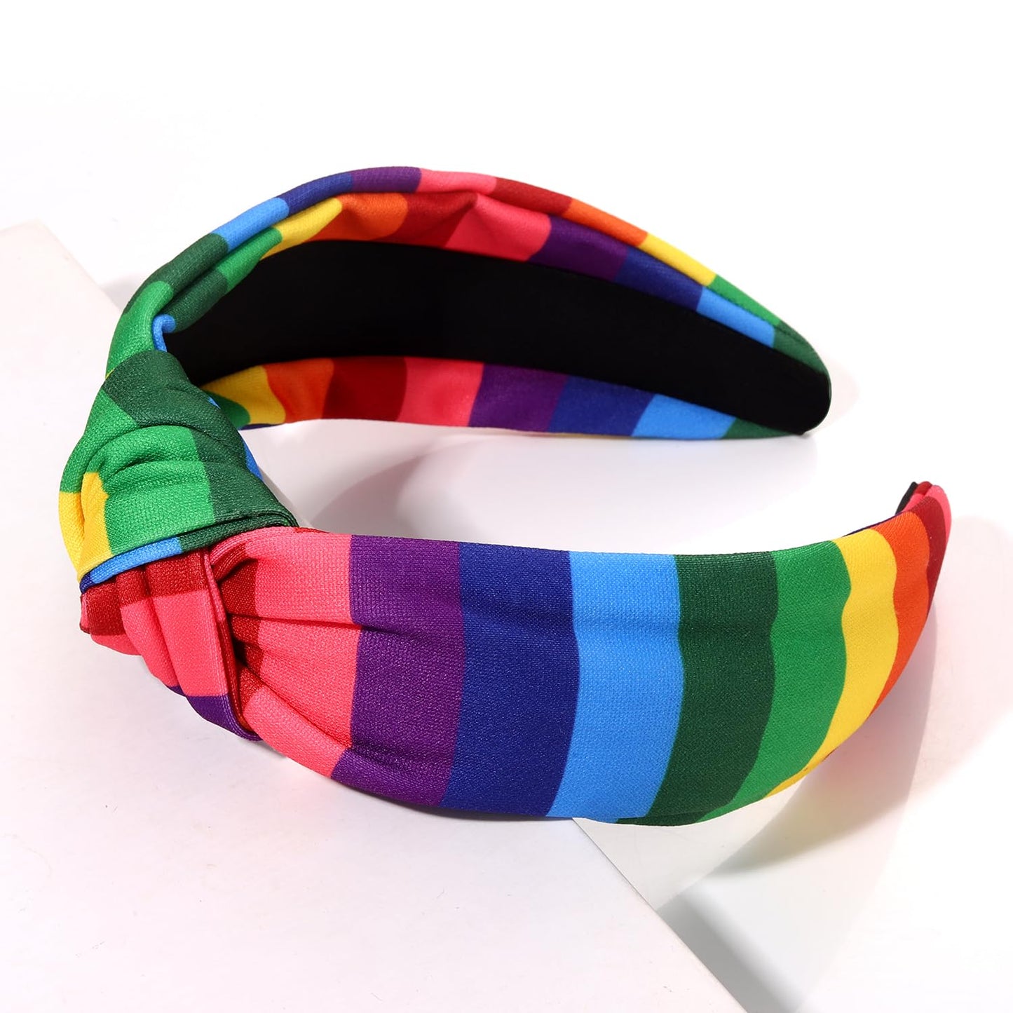 vokone Rainbow Headband Rainbow Fabric Knotted Headband Wide Hairband Rainbow Pride Headband Holiday Party Costume Headwear Accessories Rainbow