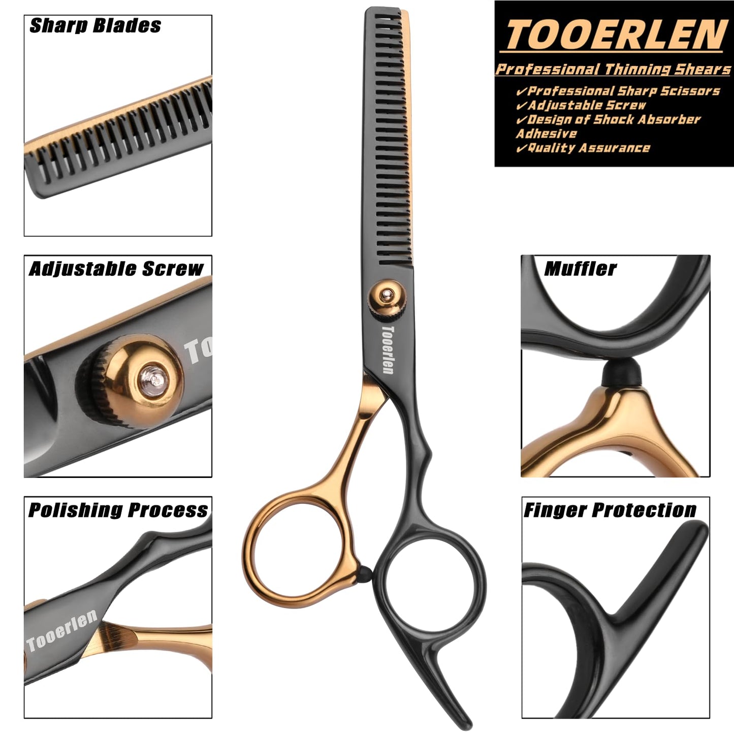 Tooerlen Hair Cutting Shears Set 15Pcs Barber Scissors Professional Kit, Haircut Kit for Women, Hair Cutting Scissors Professional for Home/Salon/Barber